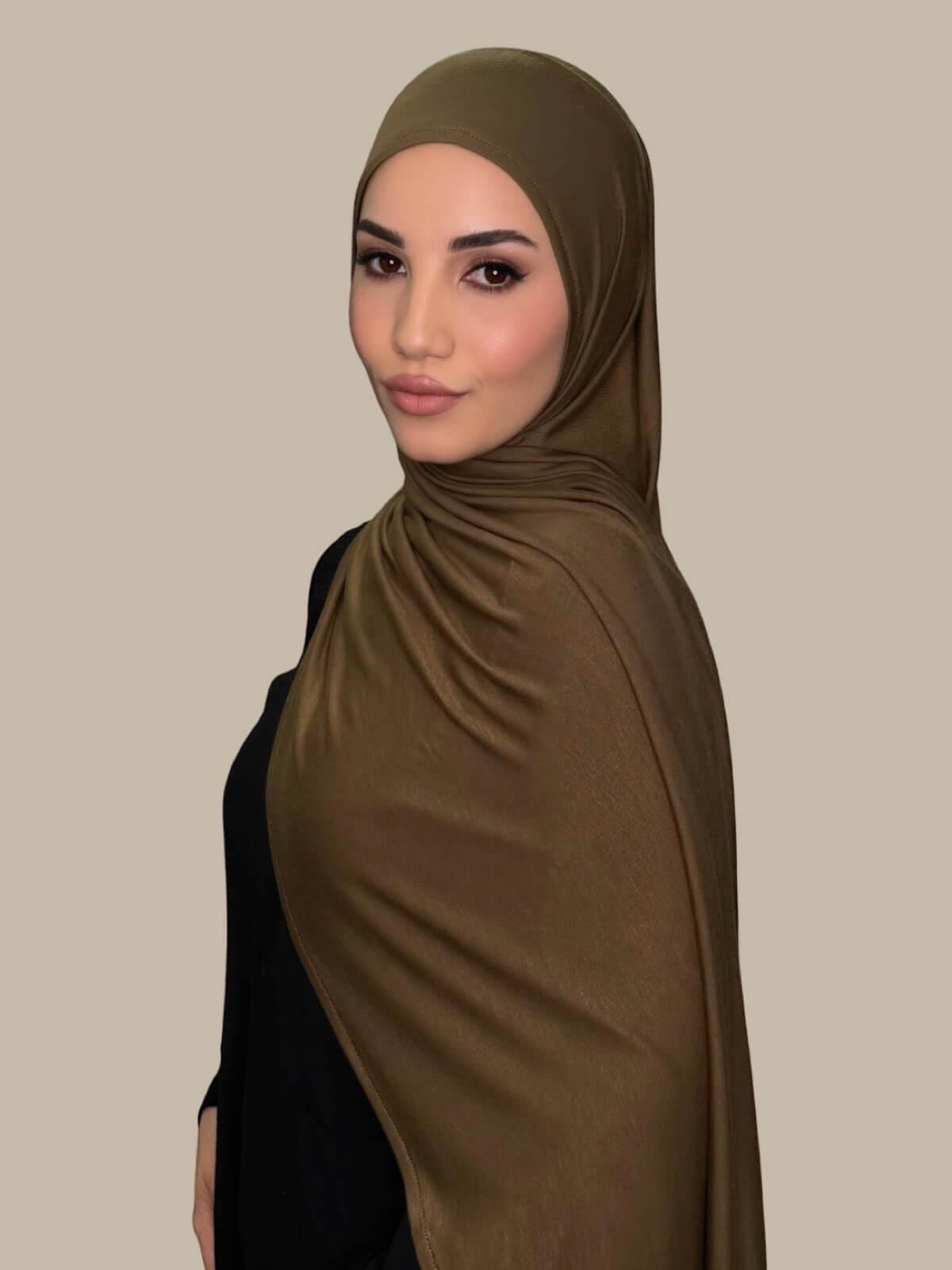 Pre-Sewn Jersey Hijab-Bark