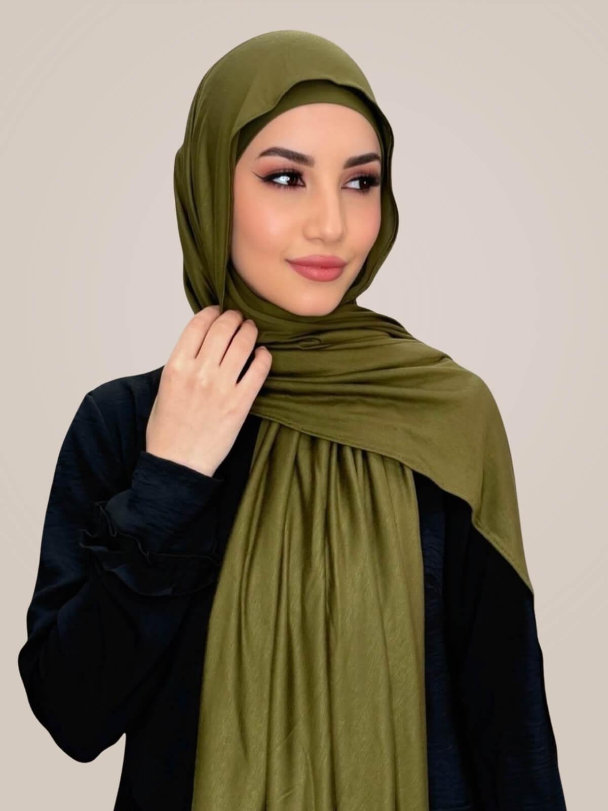 Premium Jersey Hijab-Olive Green