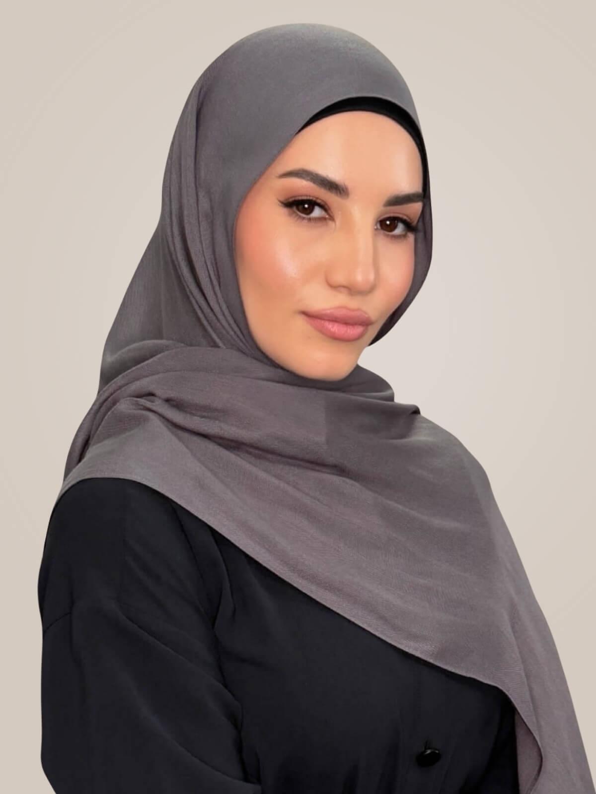 Cotton Modal Hijab-Graphite Grey