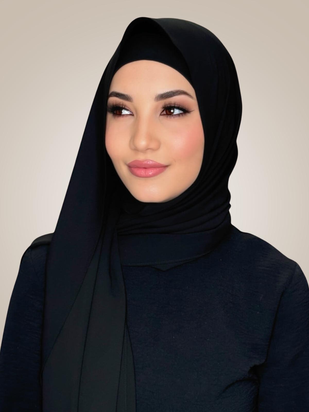 Matching Chiffon Hijab Set-Black