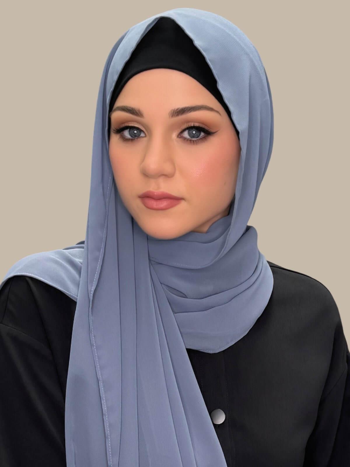 Luxury Chiffon Hijab-Dusty Blue