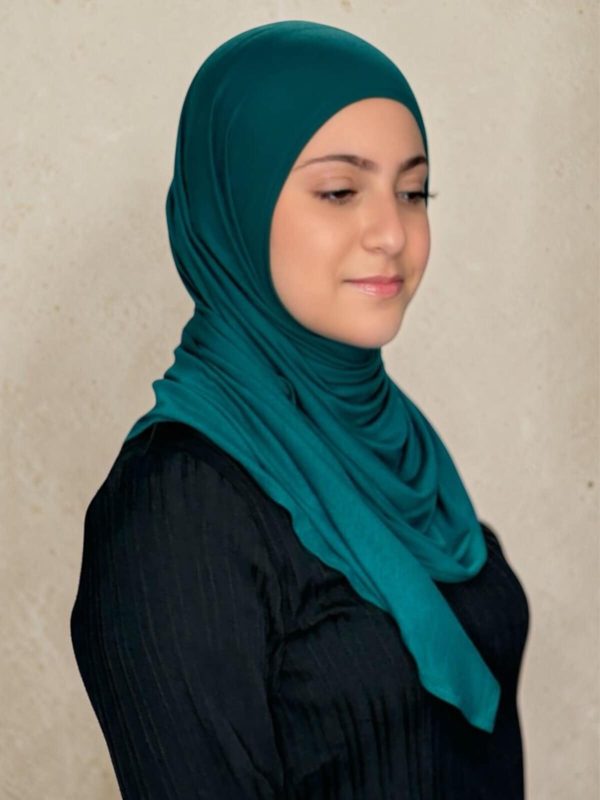 Modish Girl Pre-Sewn Jersey Hijab-Pine Green