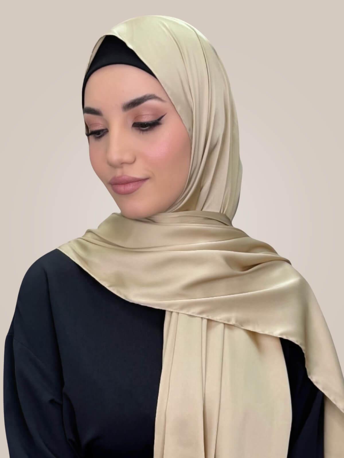 Premium Satin Hijab-Soft Gold
