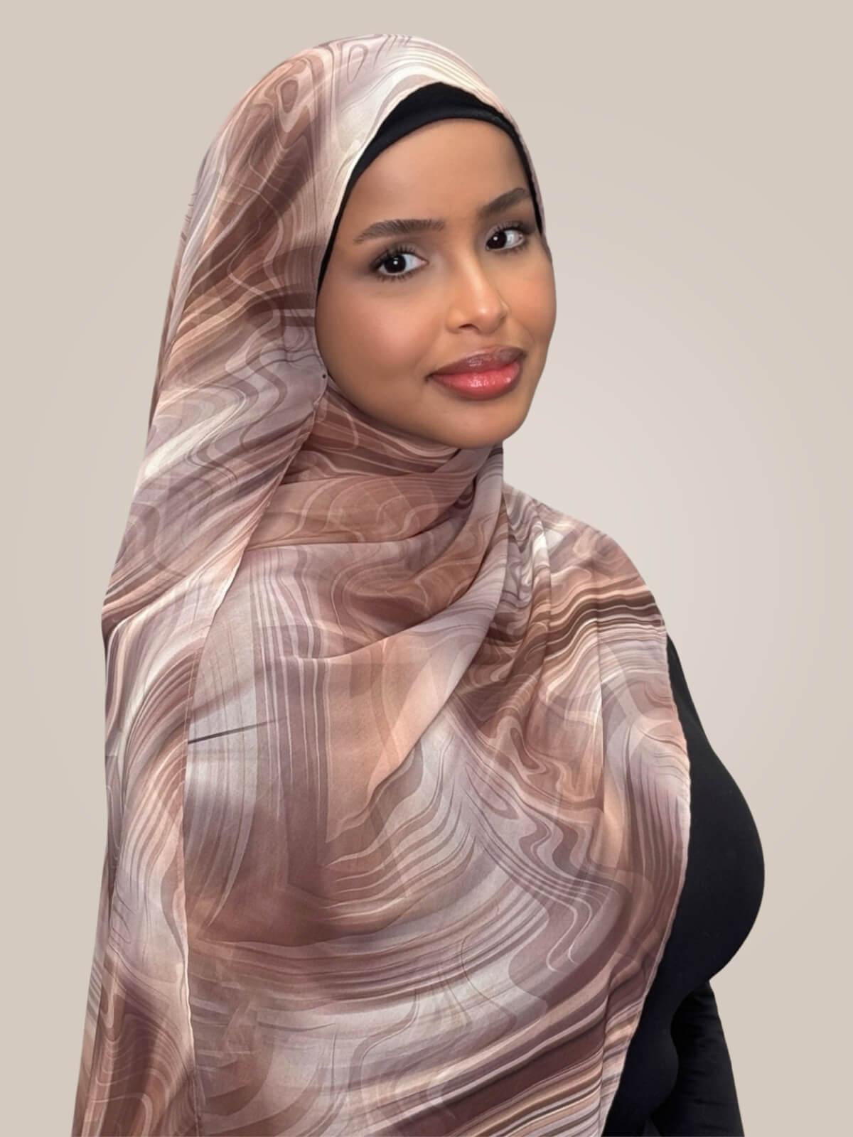 Printed Chiffon Hijab-Savanna Stripes