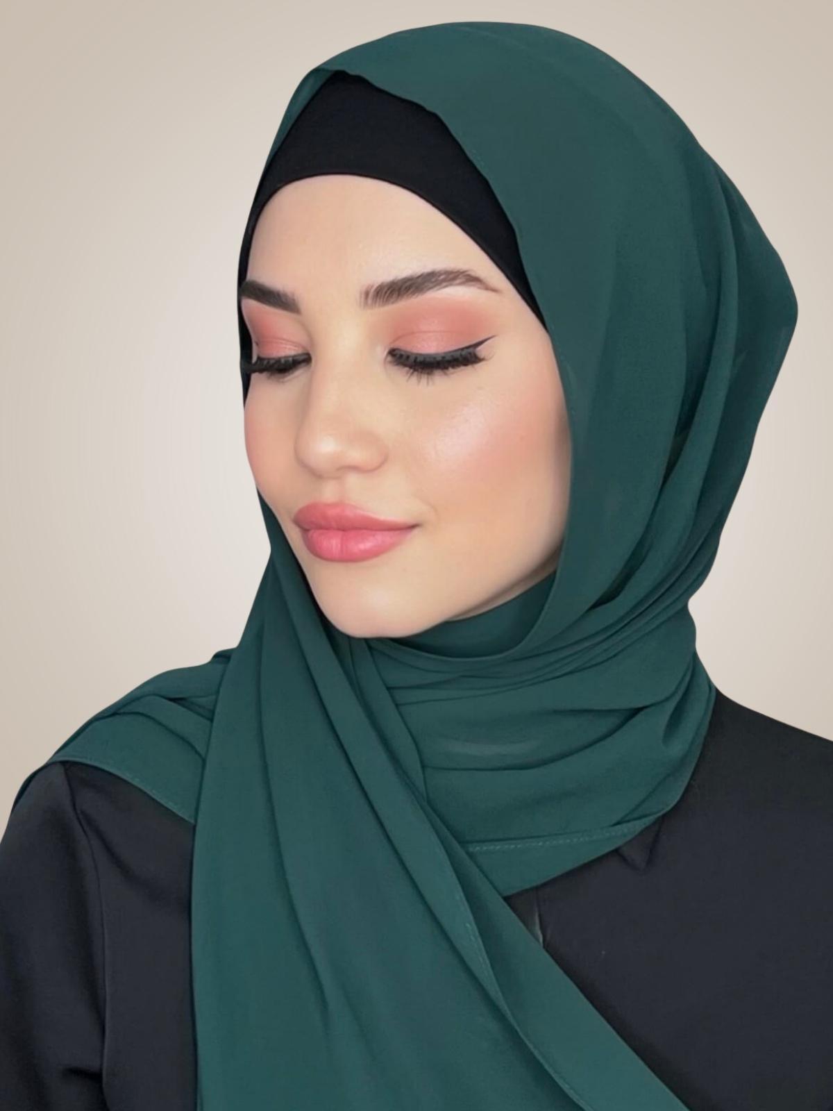 Luxury Chiffon Hijab-Deep Green
