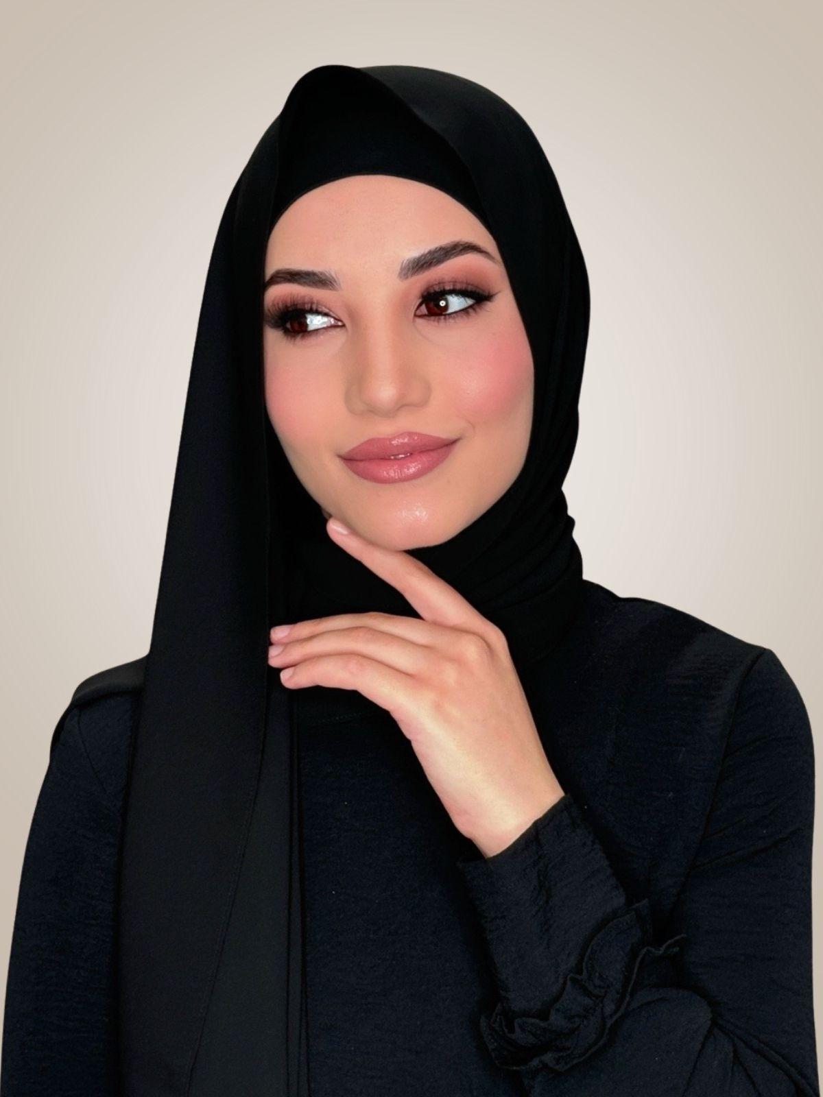 Matching Chiffon Hijab Set-Black