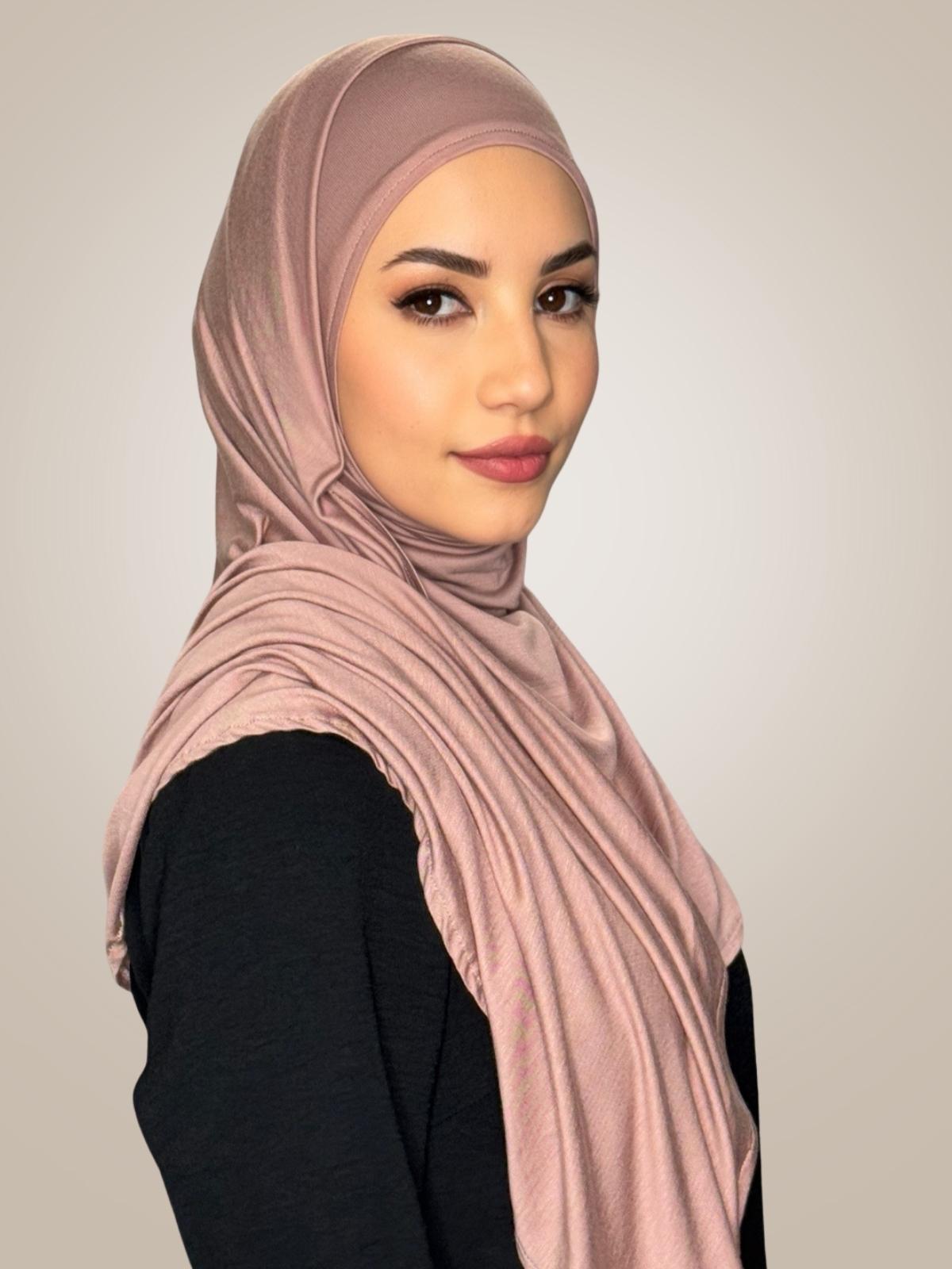 Pre-Sewn Jersey Hijab-Dusty Rose