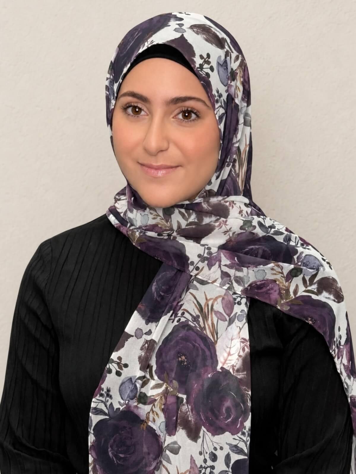 Modish Girl Printed Chiffon Hijab-Plum Orchid