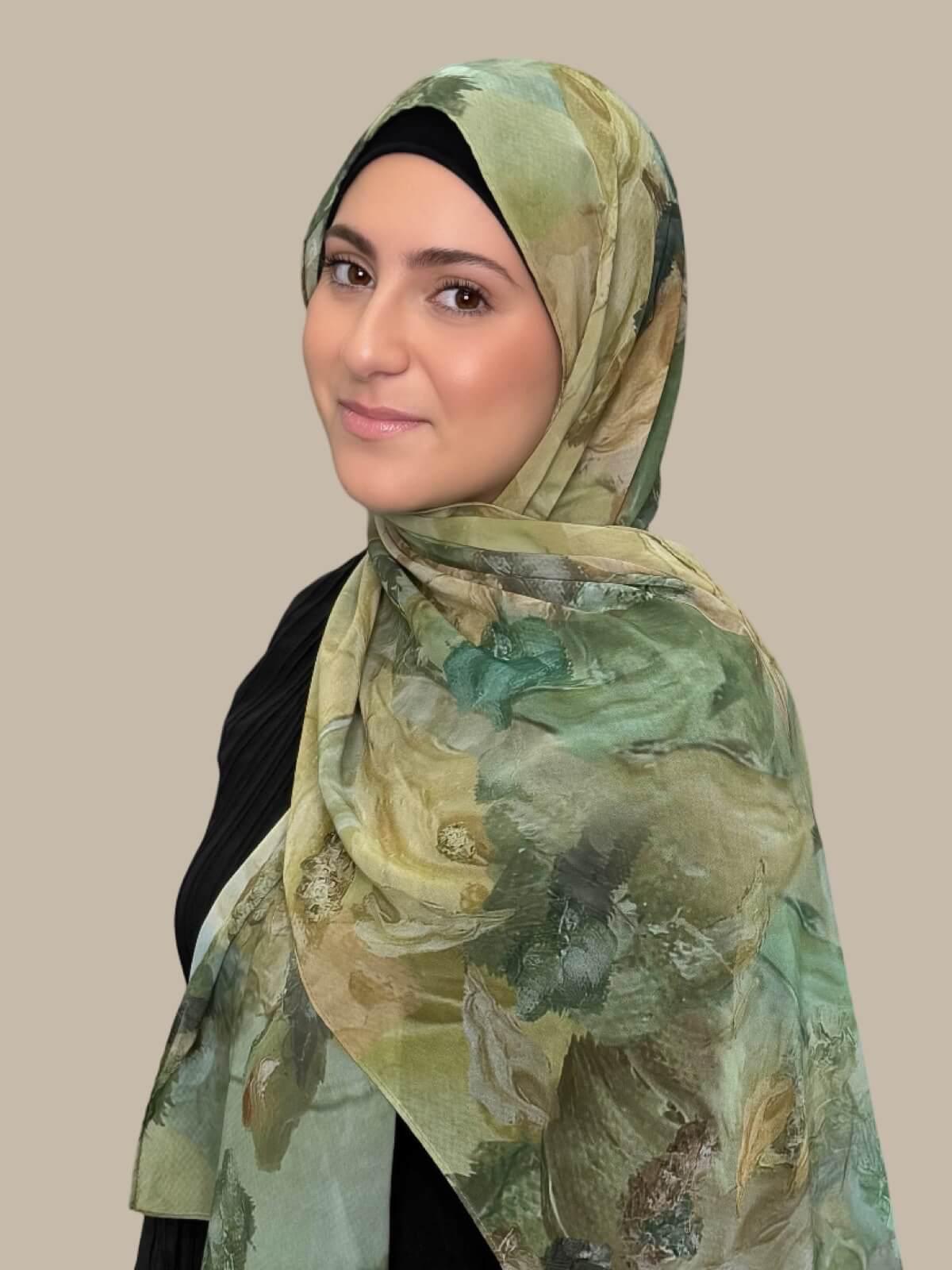 Modish Girl Printed Chiffon Hijab- Willow Drift