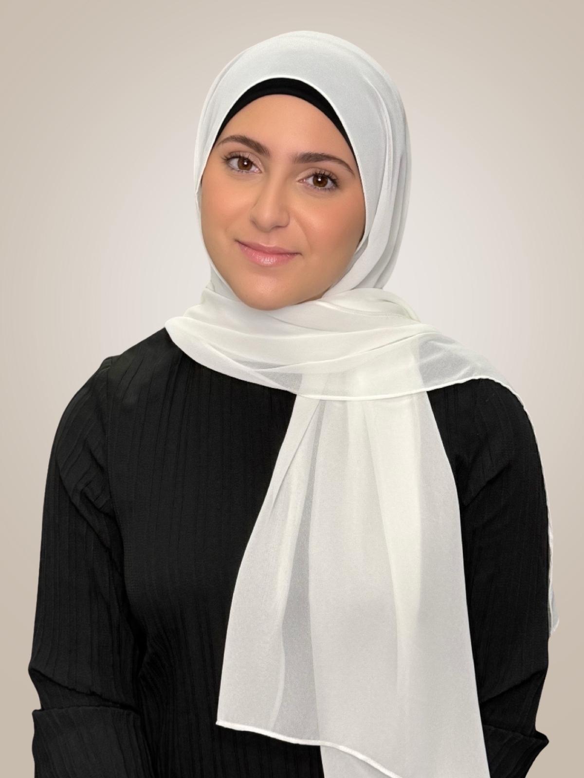 Modish Girl Luxury Chiffon Hijab-Floral White
