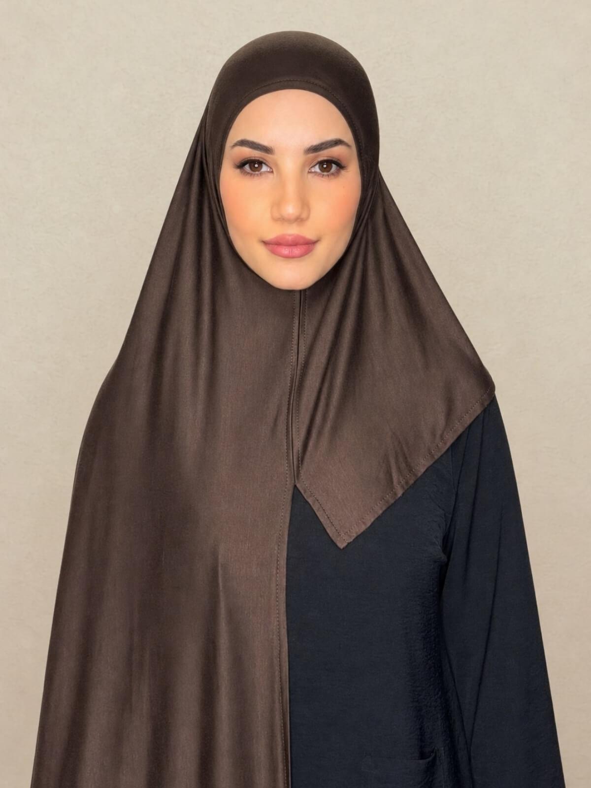 Pre-Sewn Jersey Hijab-Chocolate Brown
