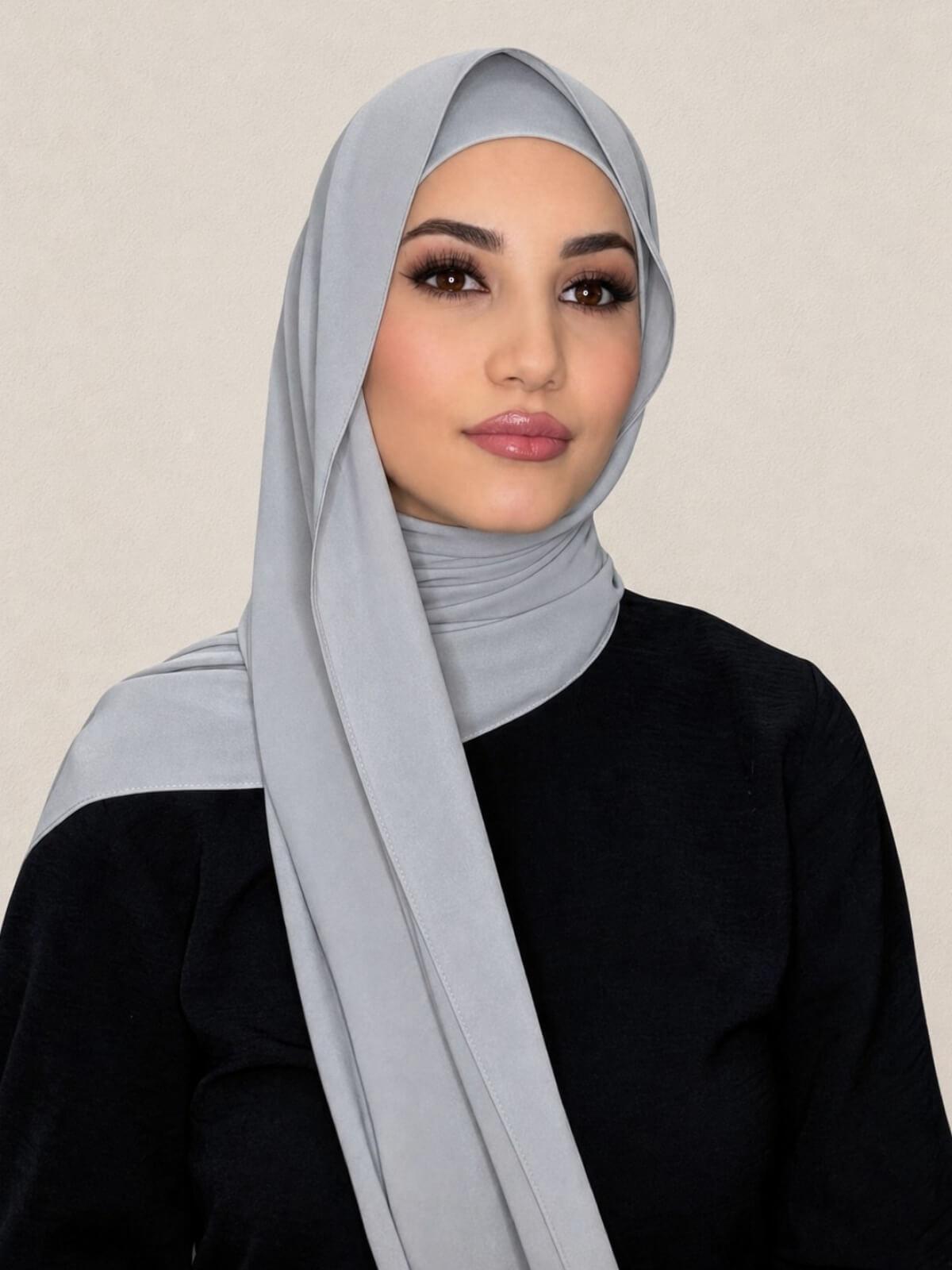 Matching Chiffon Hijab Set-Dolphin Gray