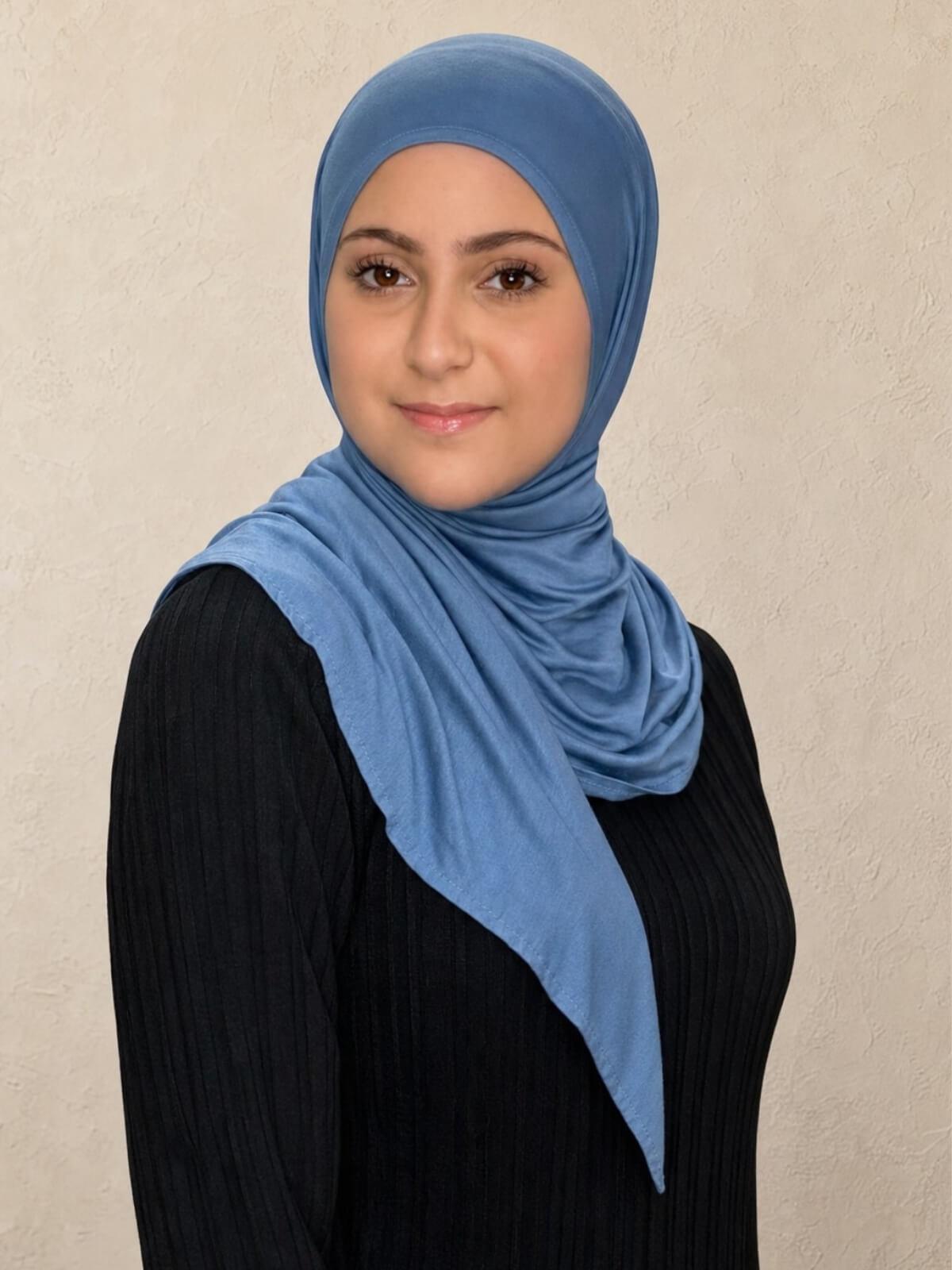 Modish Girl Pre-Sewn Jersey Hijab-Blue Grey