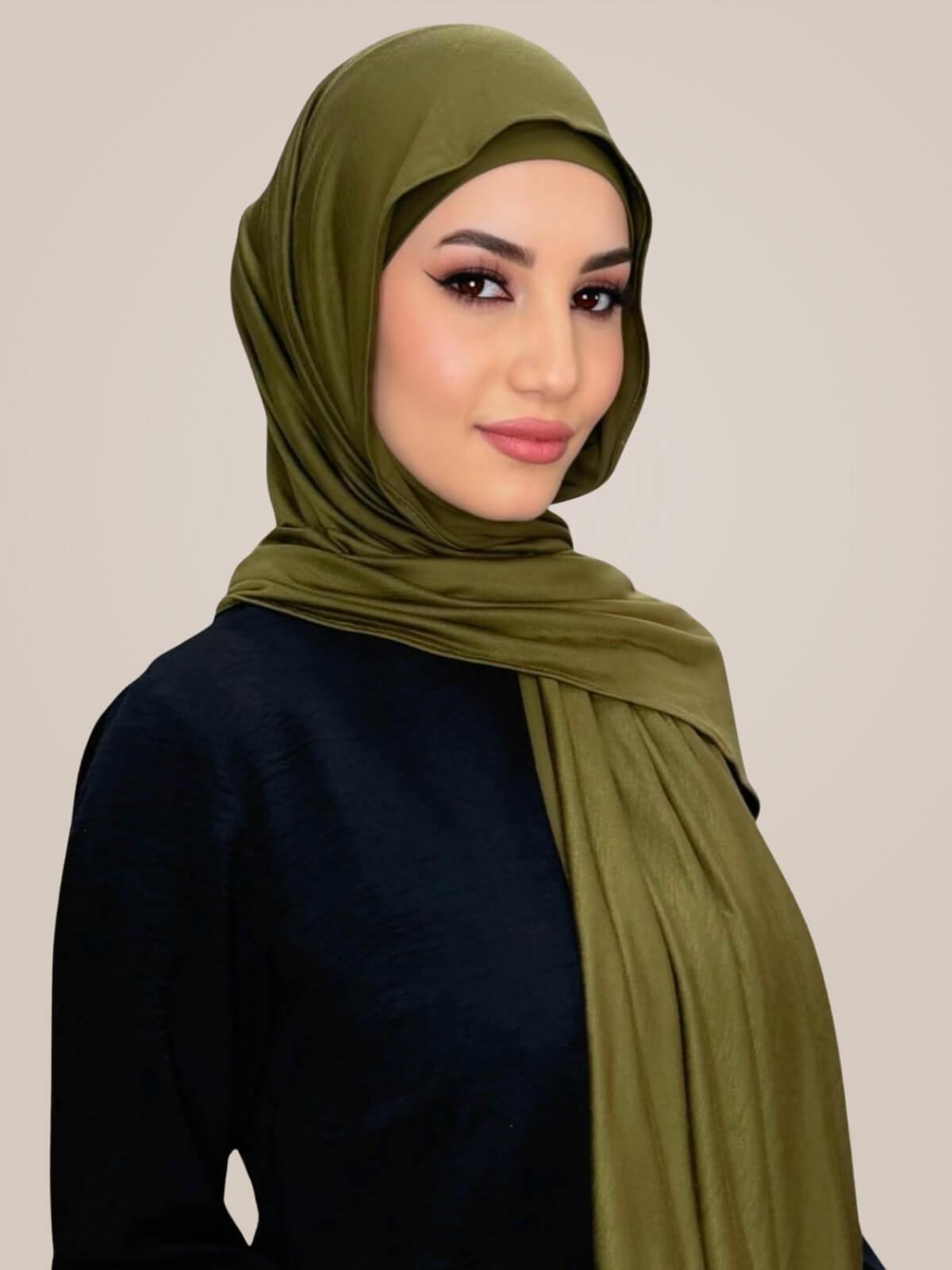 Premium Jersey Hijab-Olive Green