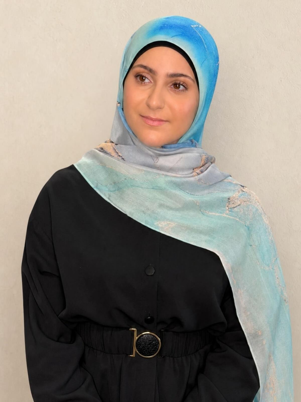 Modish Girl Print Modal Hijab-Amalfi Blue