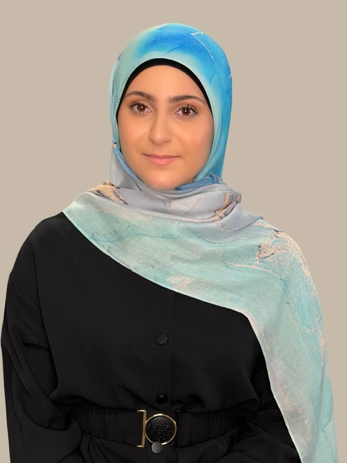 Modish Girl Print Modal Hijab-Amalfi Blue