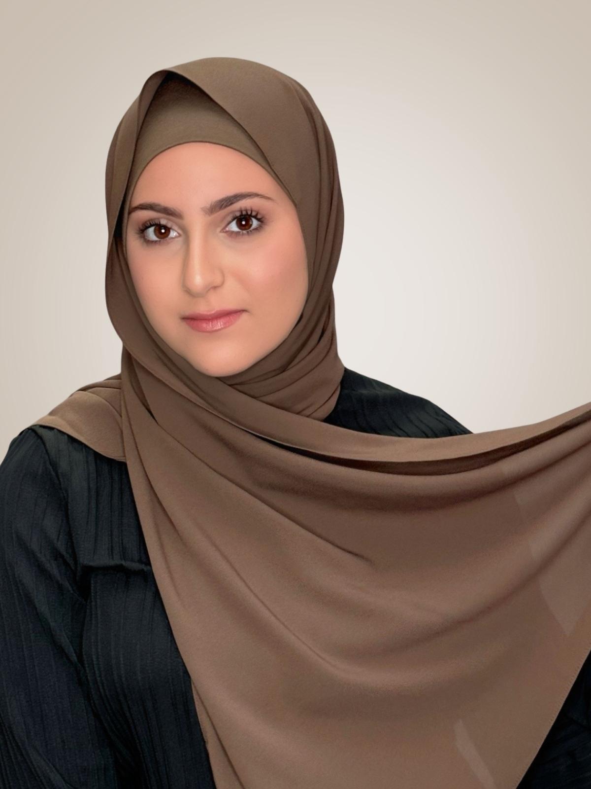Modish Girl Matching Chiffon Hijab Set-Swiss Brown