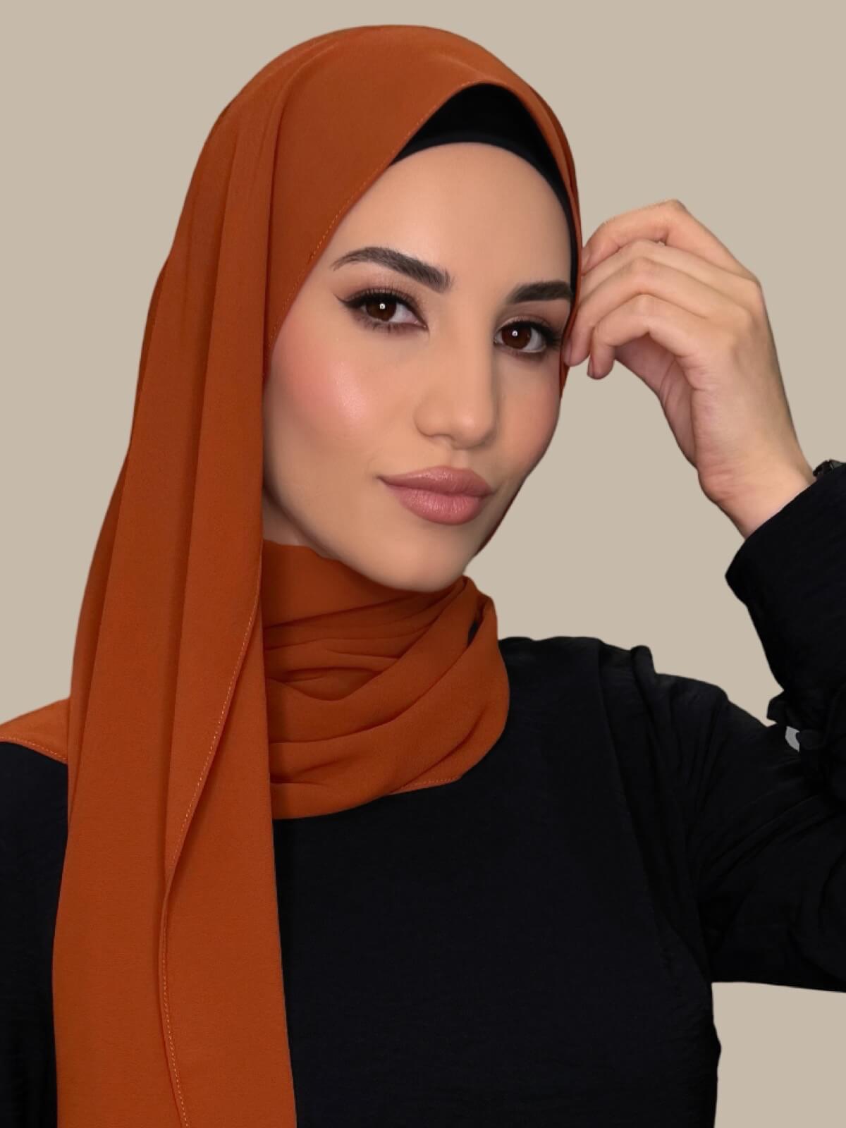 Classic Chiffon Hijab-Burnt Orange