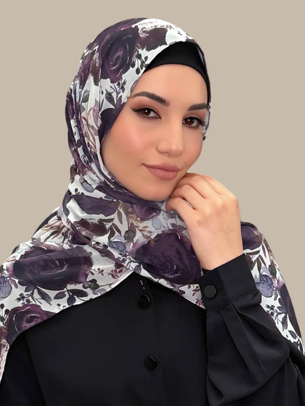 Printed Chiffon Hijab-Plum Orchid