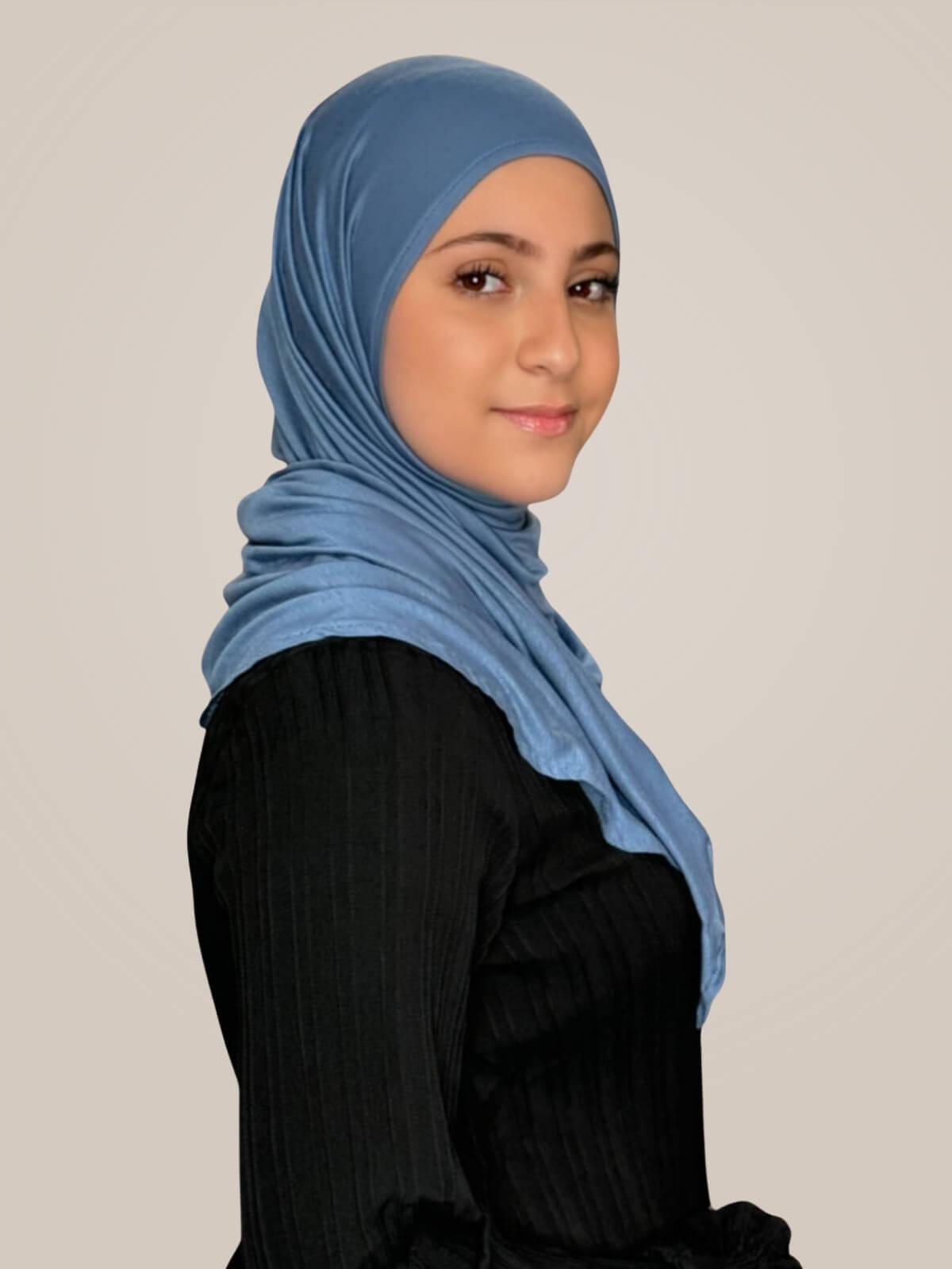 Modish Girl Pre-Sewn Jersey Hijab-Blue Grey