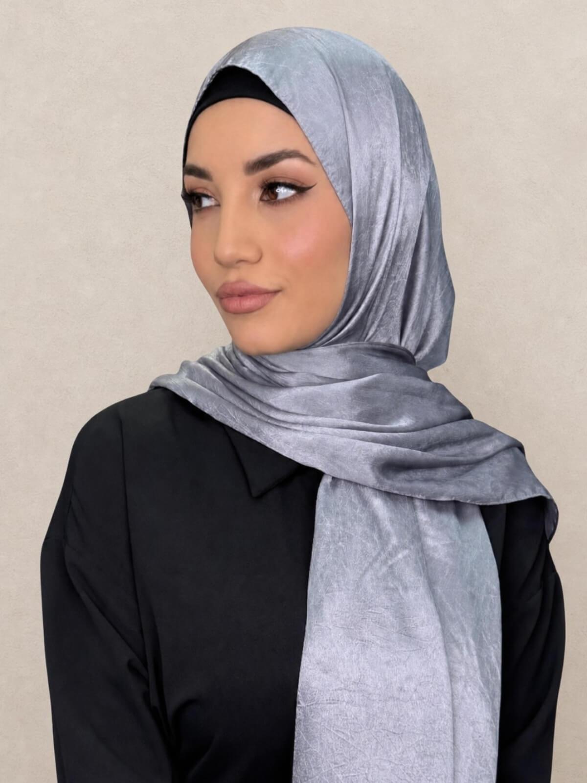 Classic Satin Hijab-Slate Dove Grey