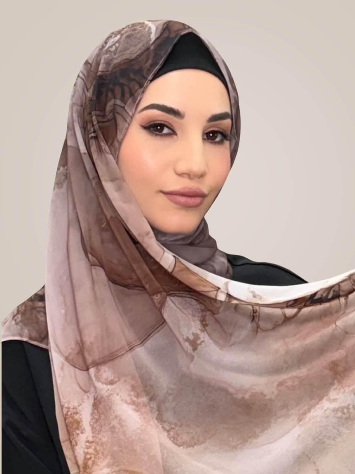 Printed Chiffon Hijab-Desert Dust