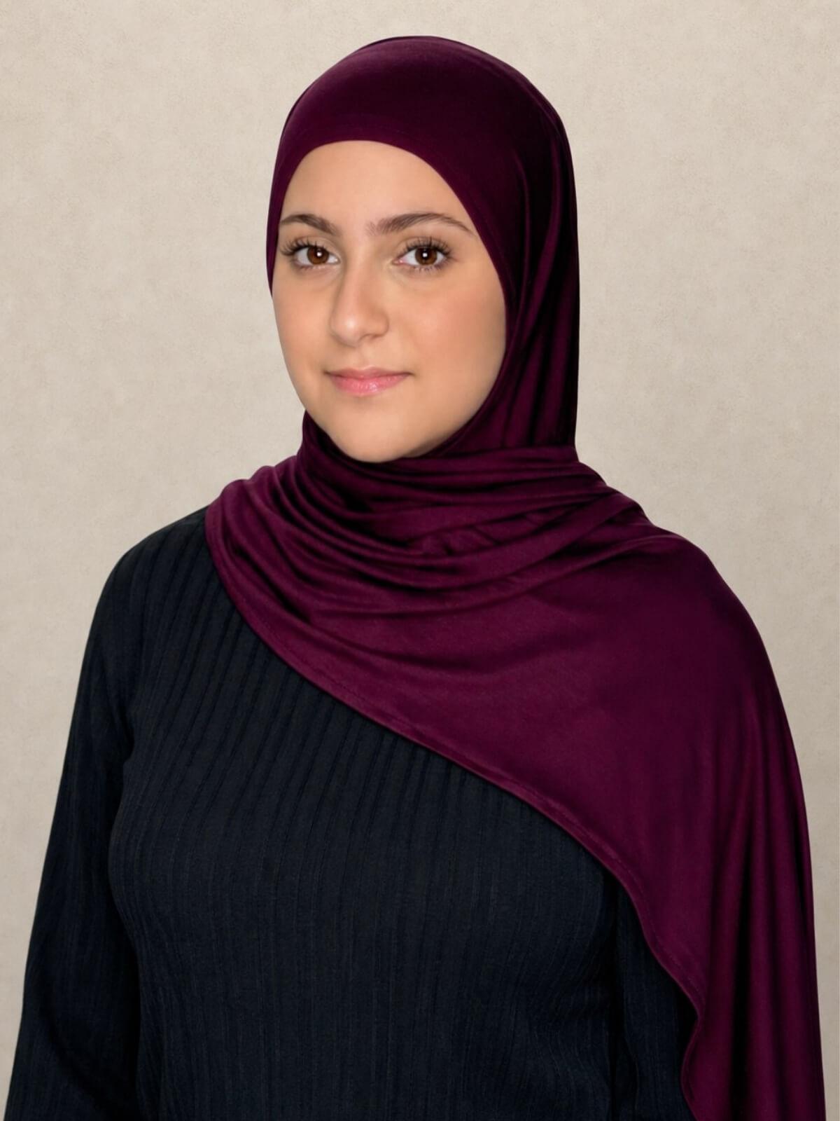 Modish Girl Pre-Sewn Jersey Hijab-Wine