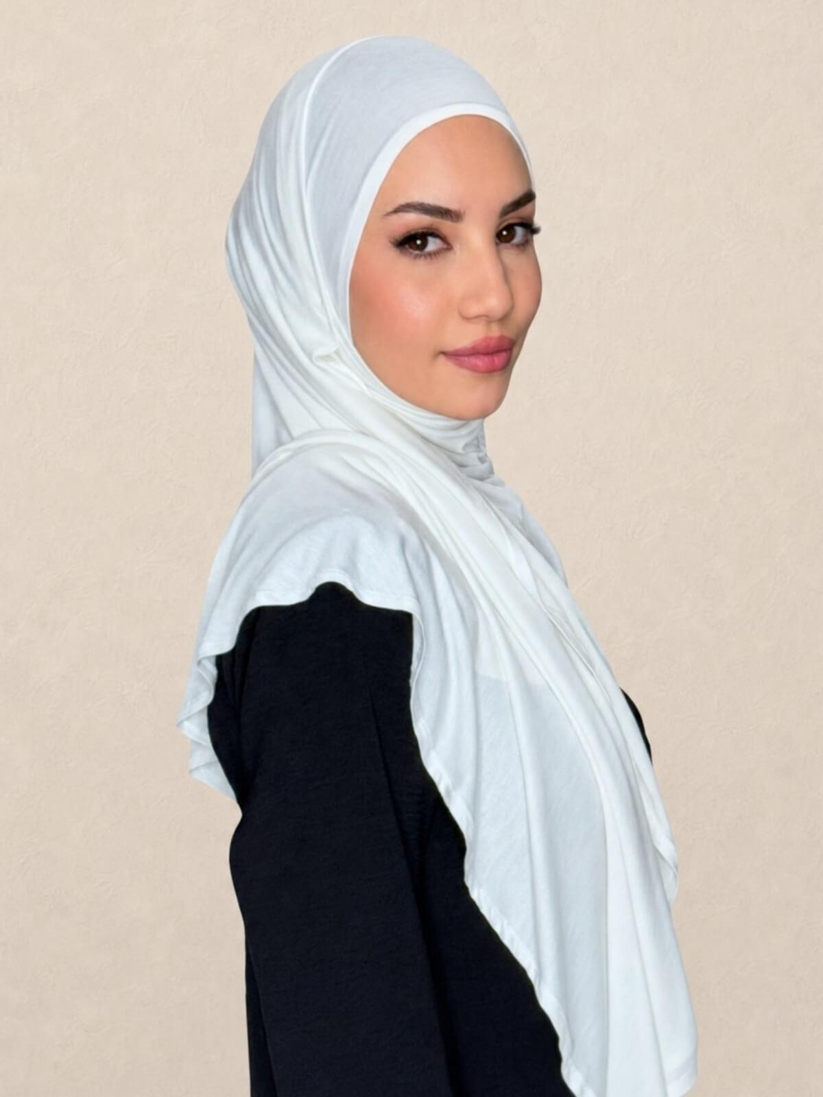 Pre-Sewn Jersey Hijab-White