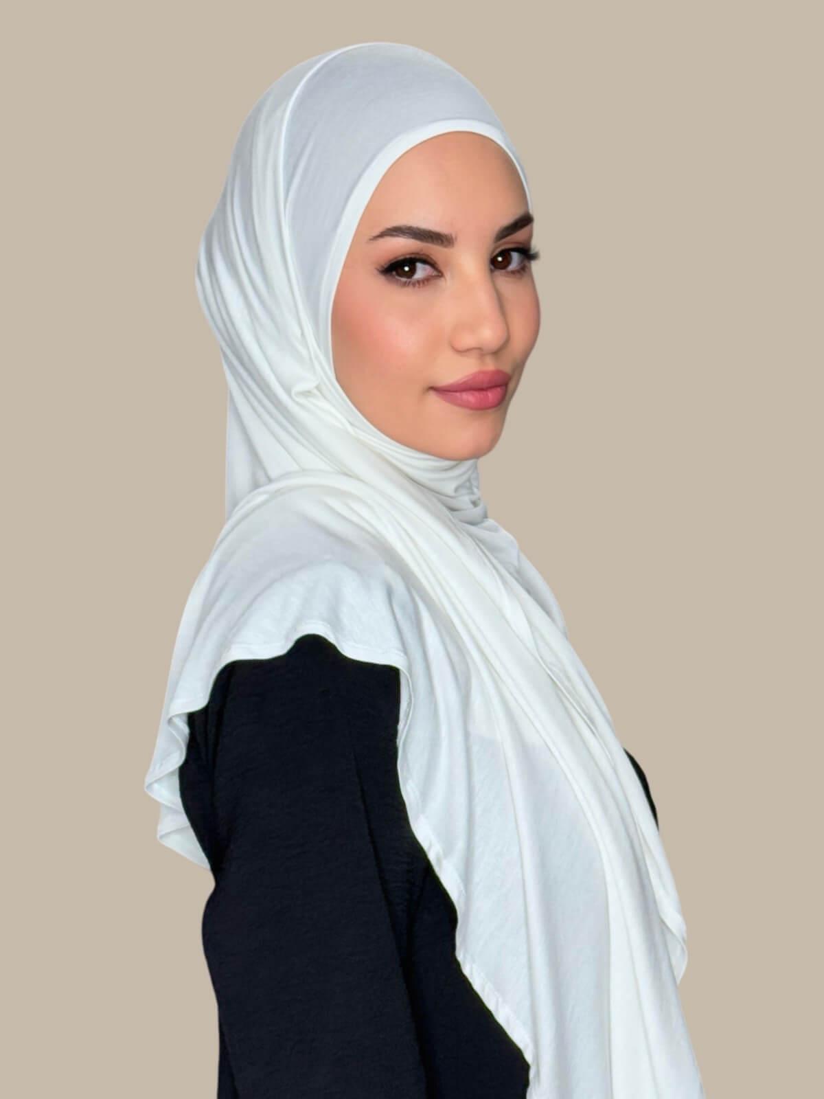 Off White Pre-Sewn Jersey, side view on model