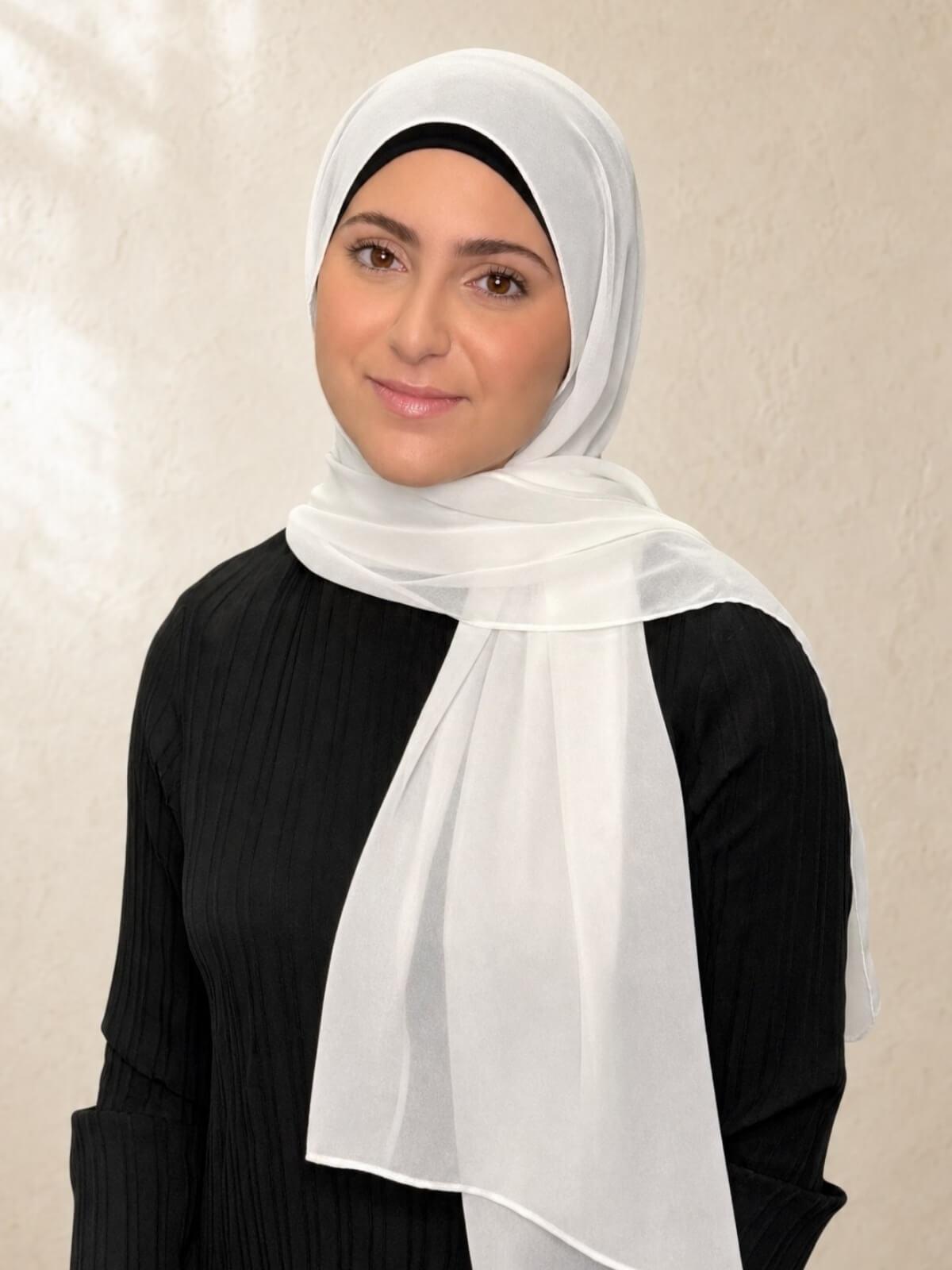 Modish Girl Luxury Chiffon Hijab-Floral White