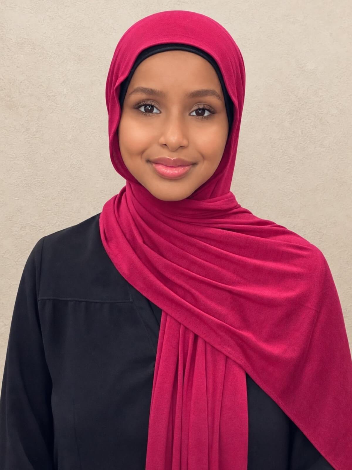 Classic Jersey Hijab-Berry Red