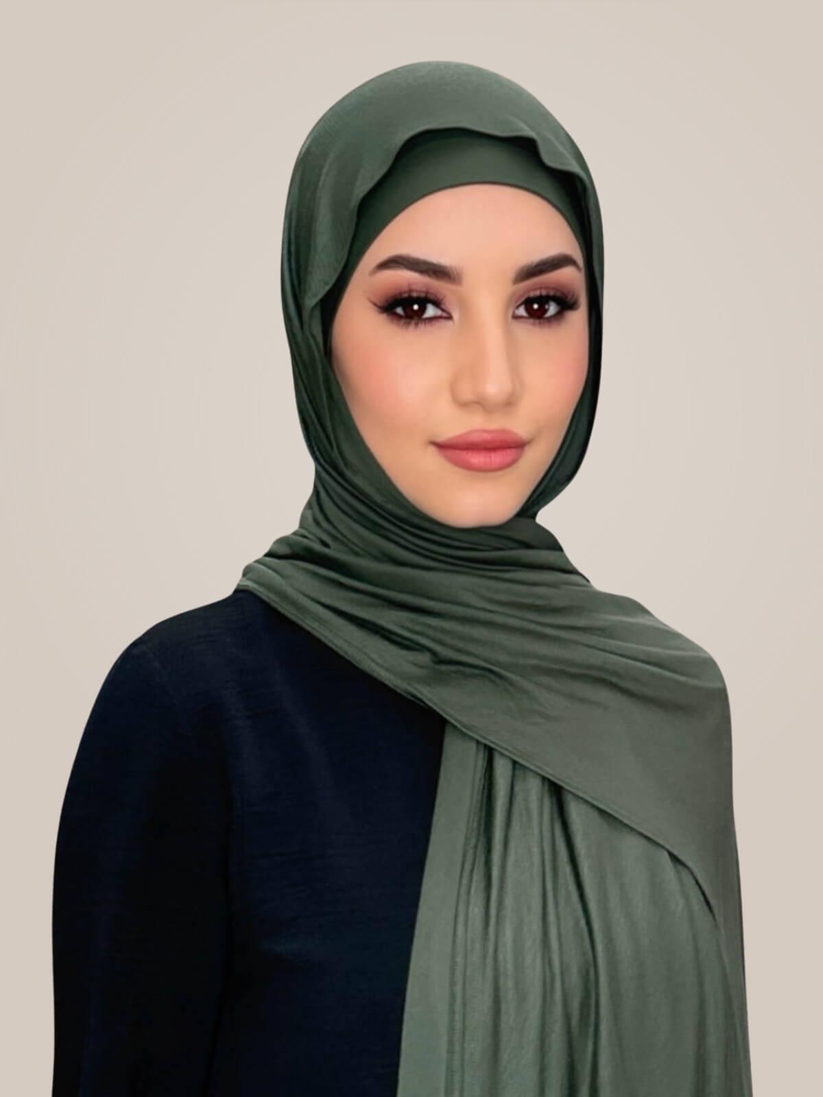 Premium Jersey Hijab-Army Green