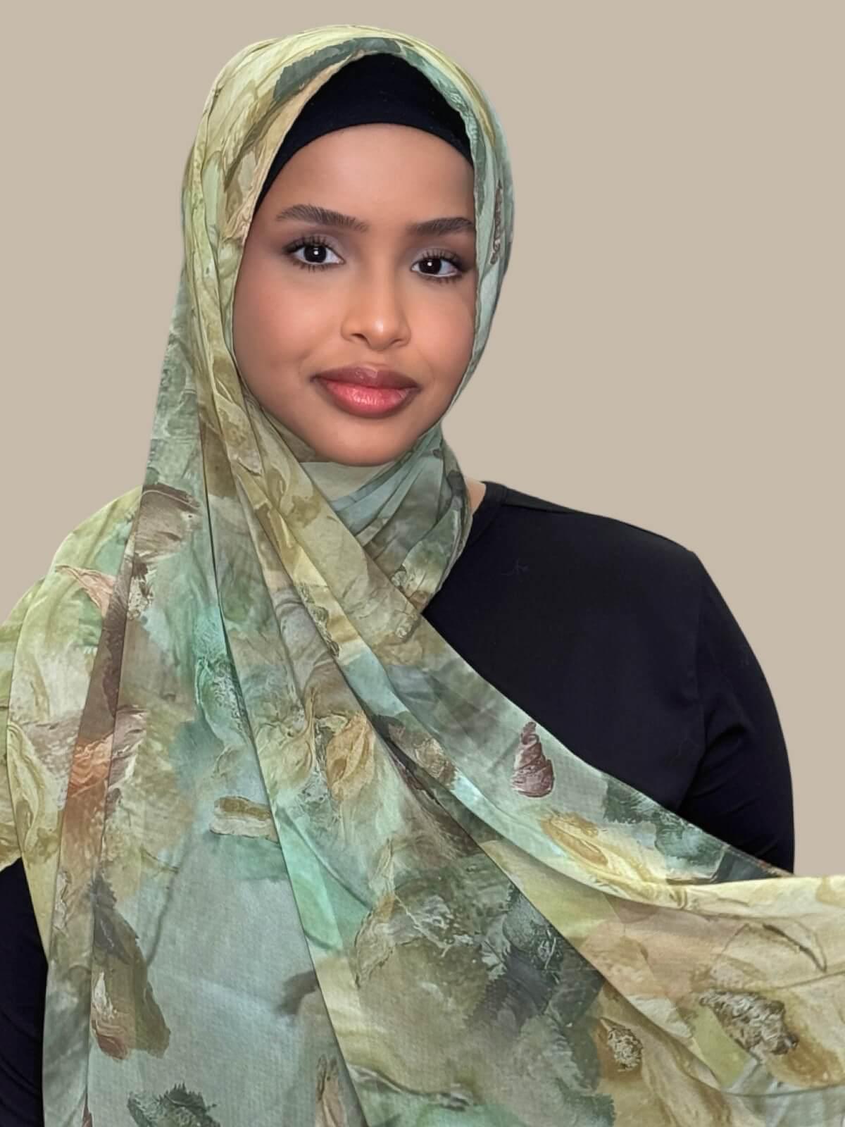 Printed Chiffon Hijab-Willow Drift
