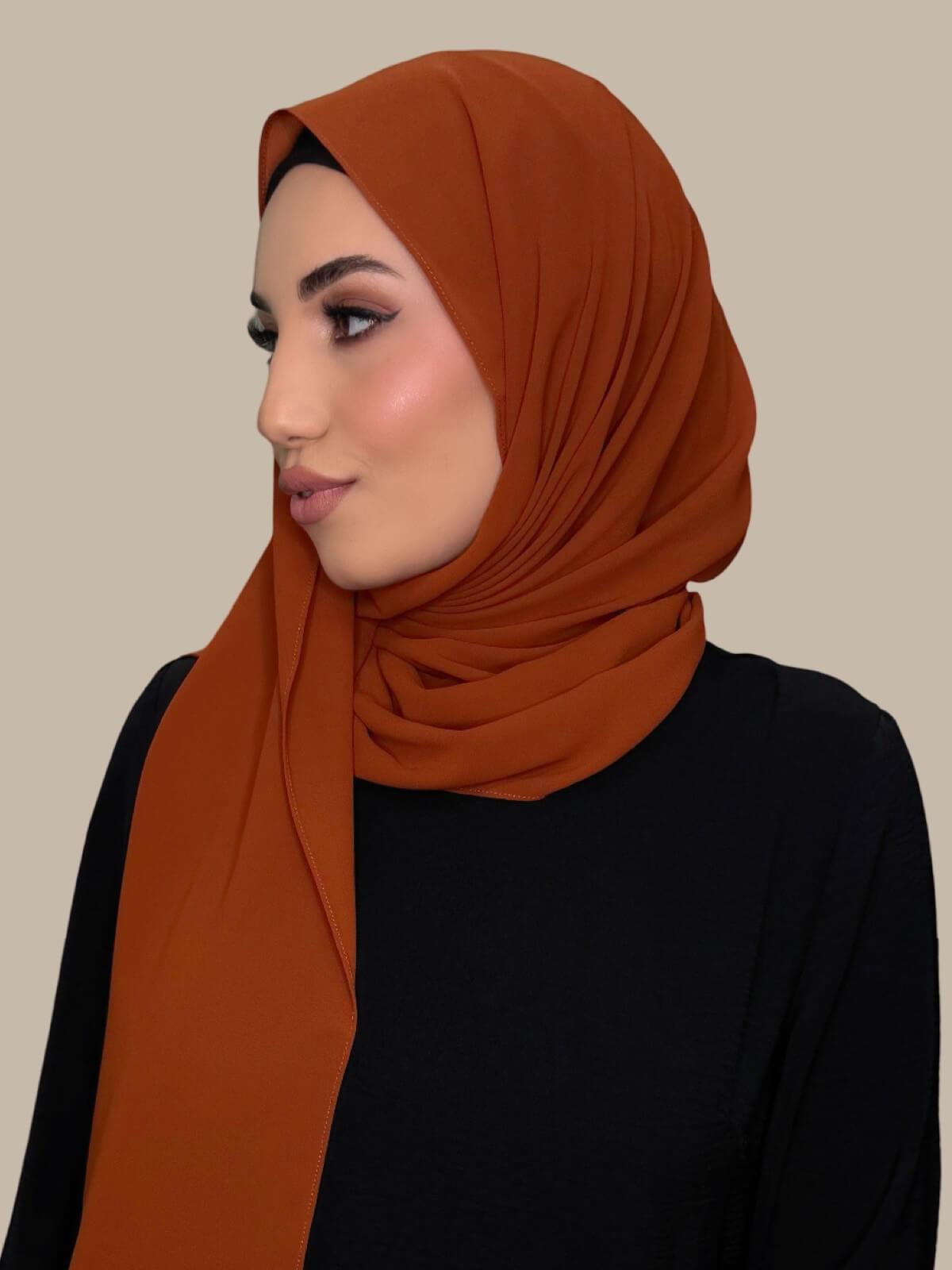 Classic Chiffon Hijab-Burnt Orange