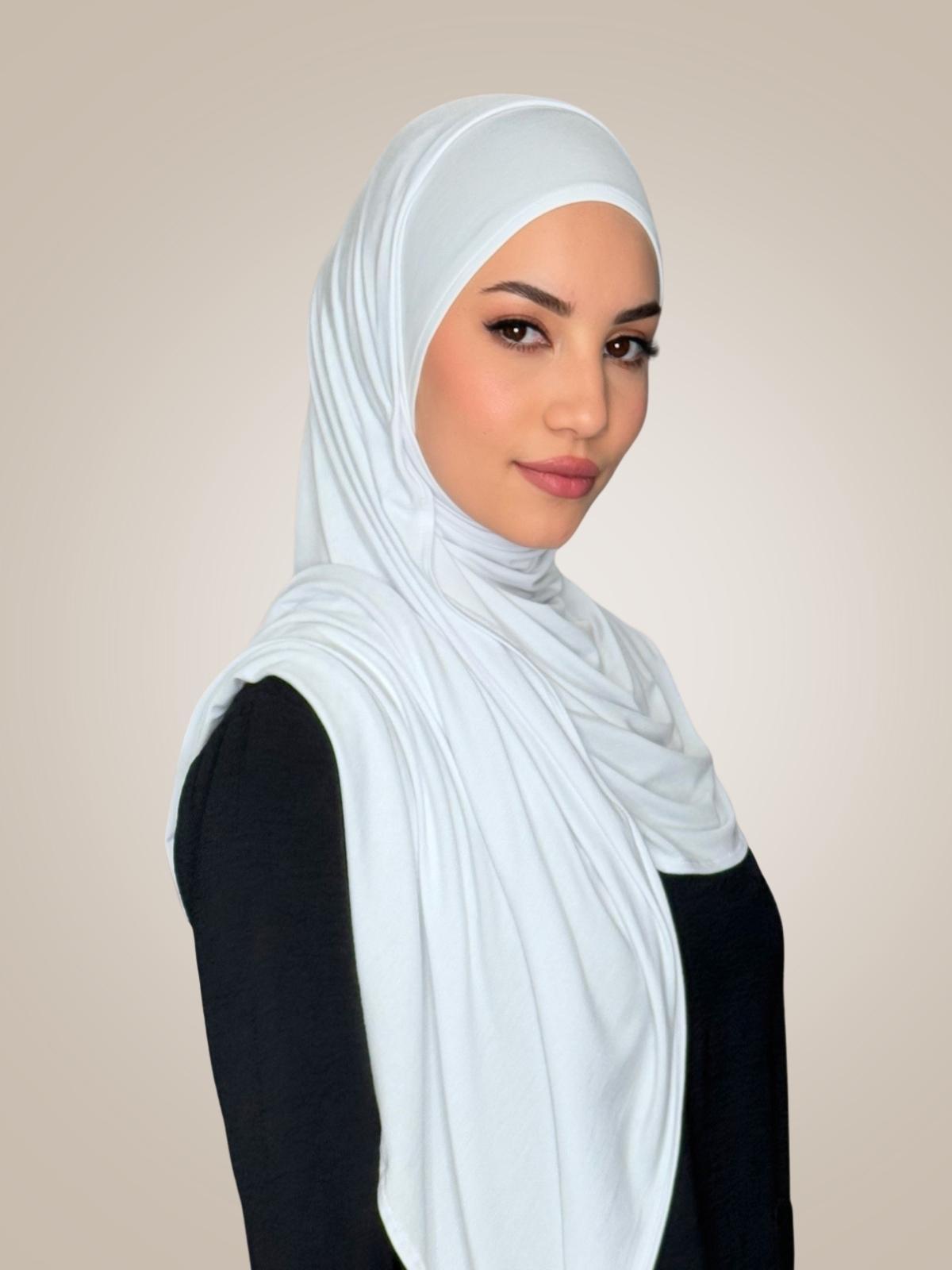 Pre-Sewn Jersey Hijab-White