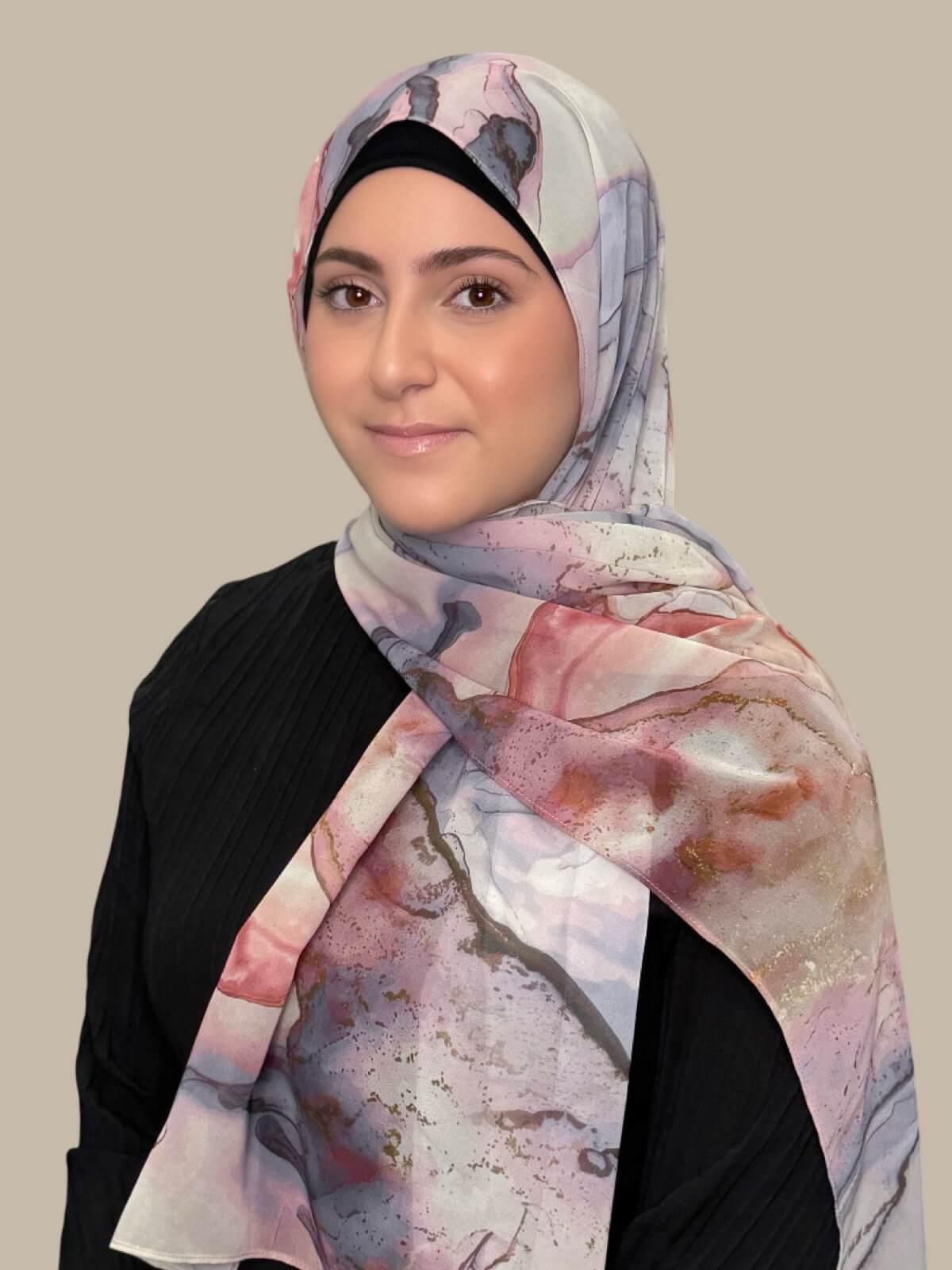 Modish Girl Printed Chiffon Hijab-Blush Quartz