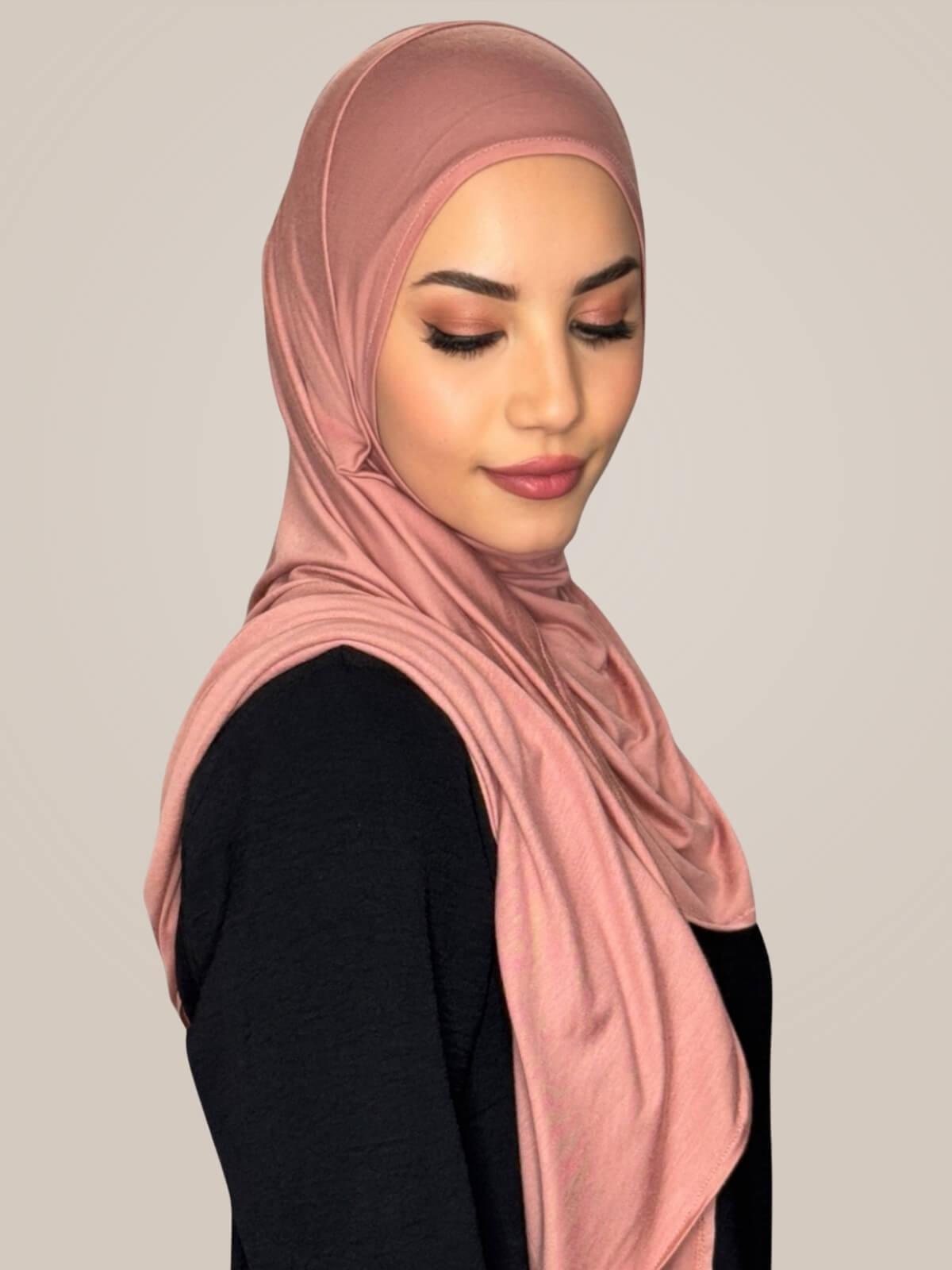 Pre-Sewn Jersey Hijab-Wood Rose
