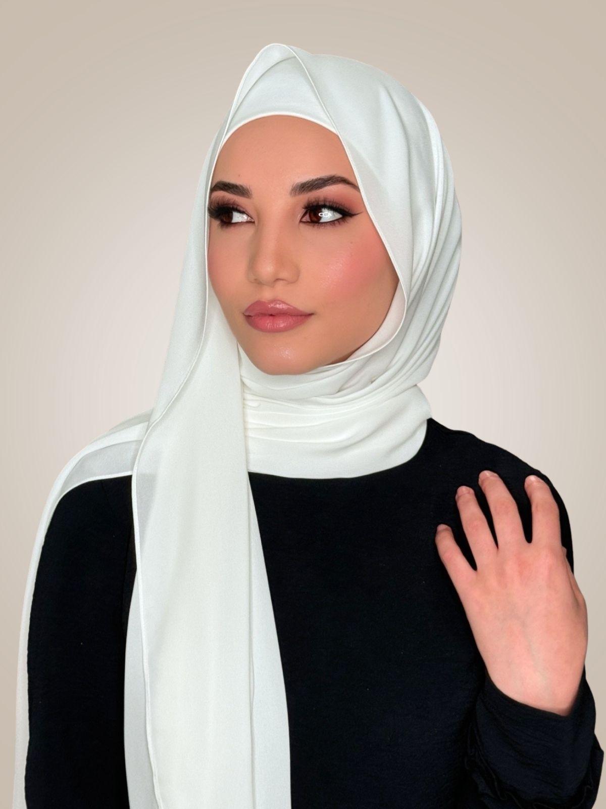 Matching Chiffon Hijab Set-White