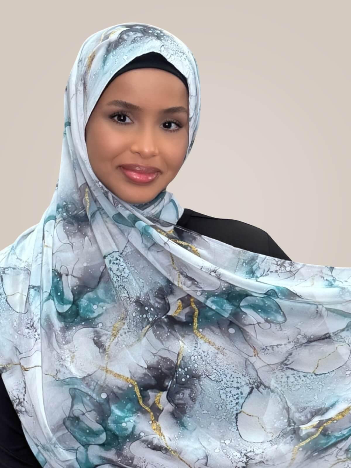 Printed Chiffon Hijab-Mystic Marble