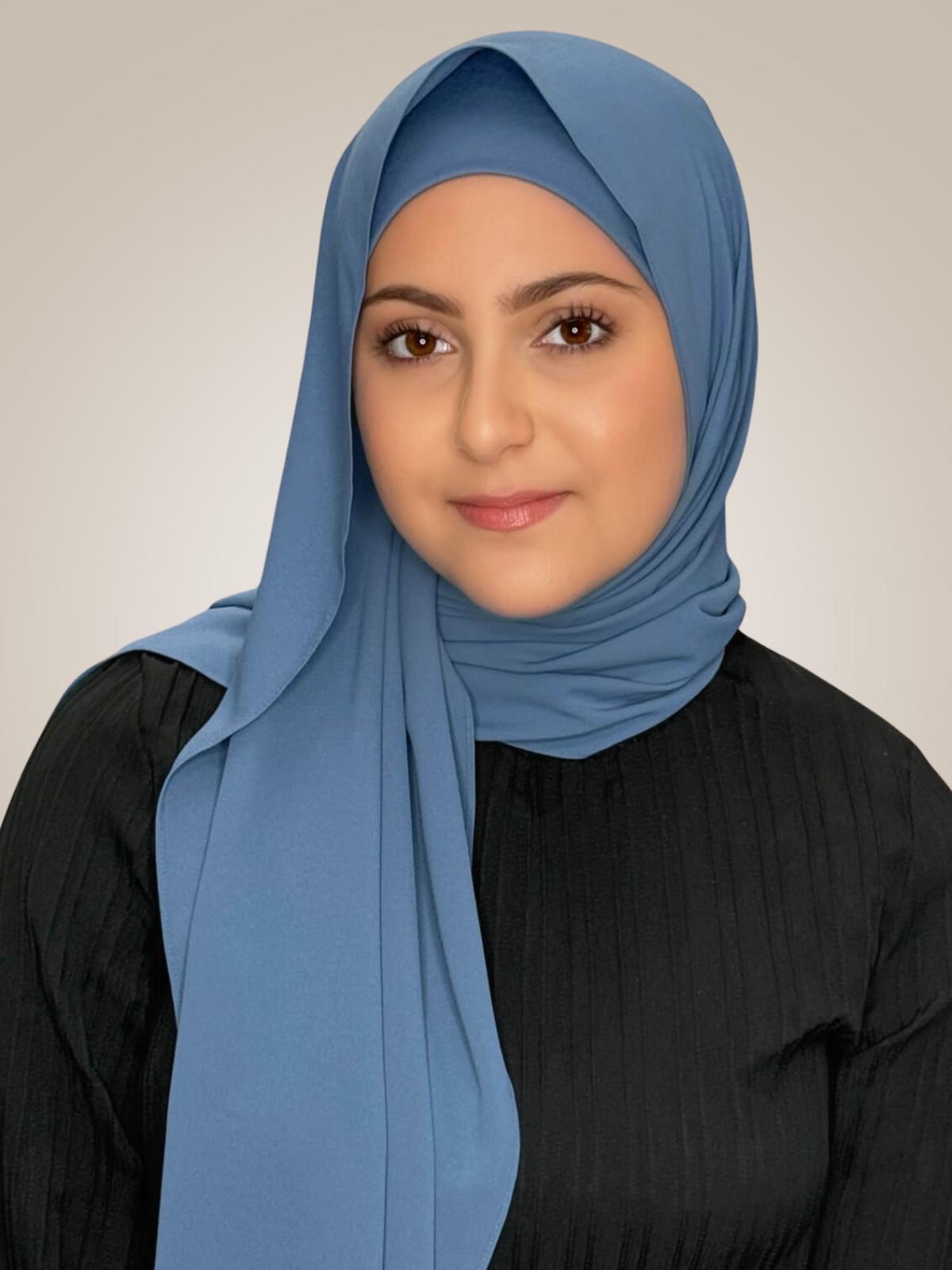 Modish Girl Matching Chiffon Hijab Set-Cool Blue
