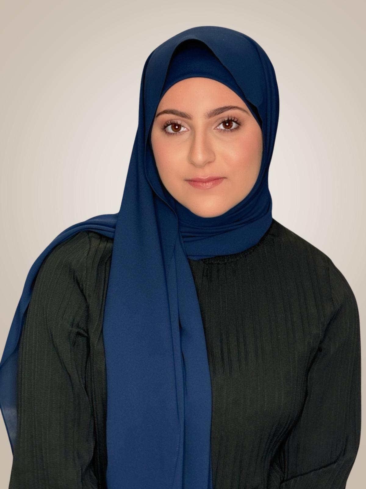 Modish Girl Matching Chiffon Hijab Set-Navy