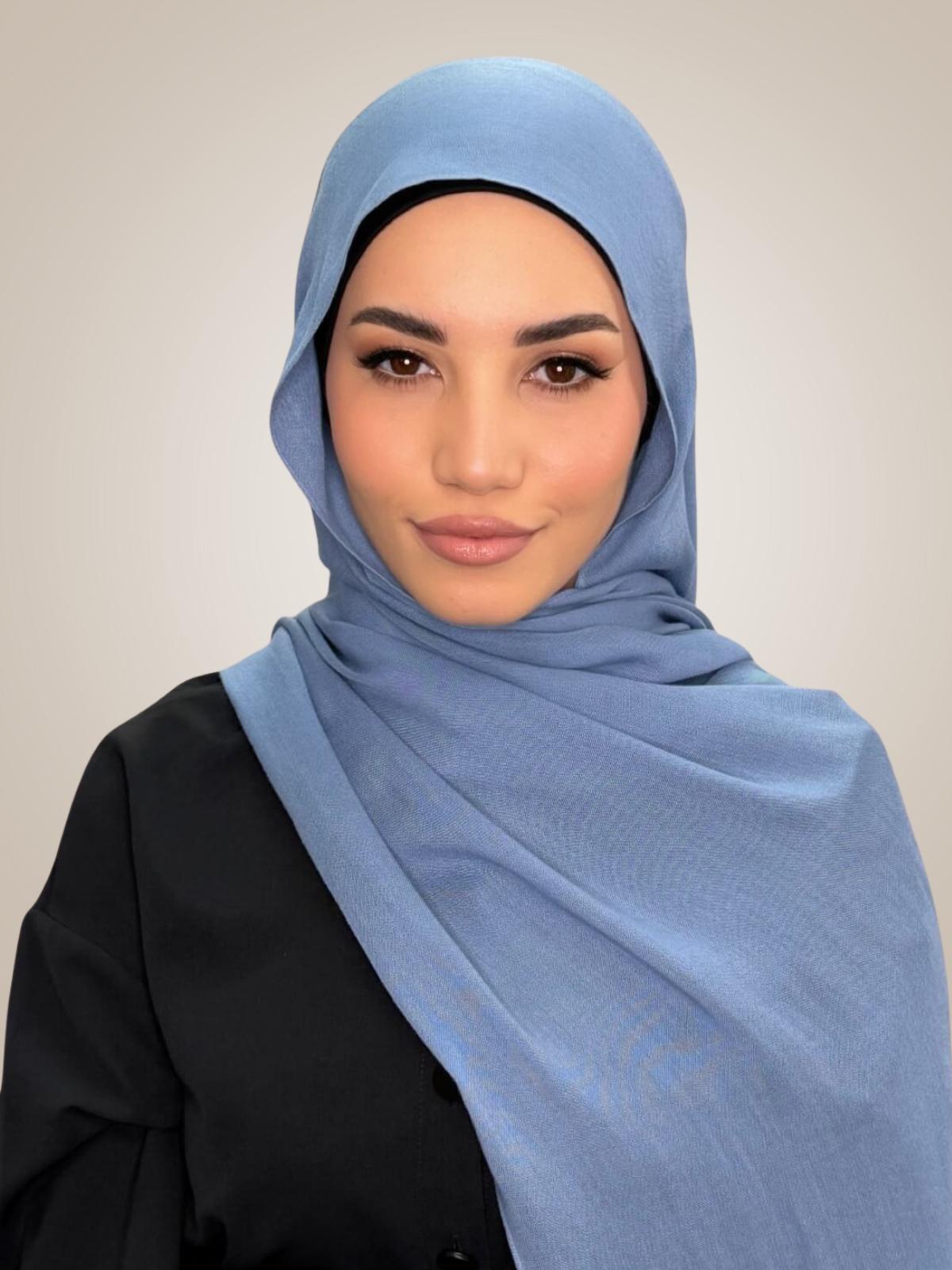 Cotton Modal Hijab-Steel Blue