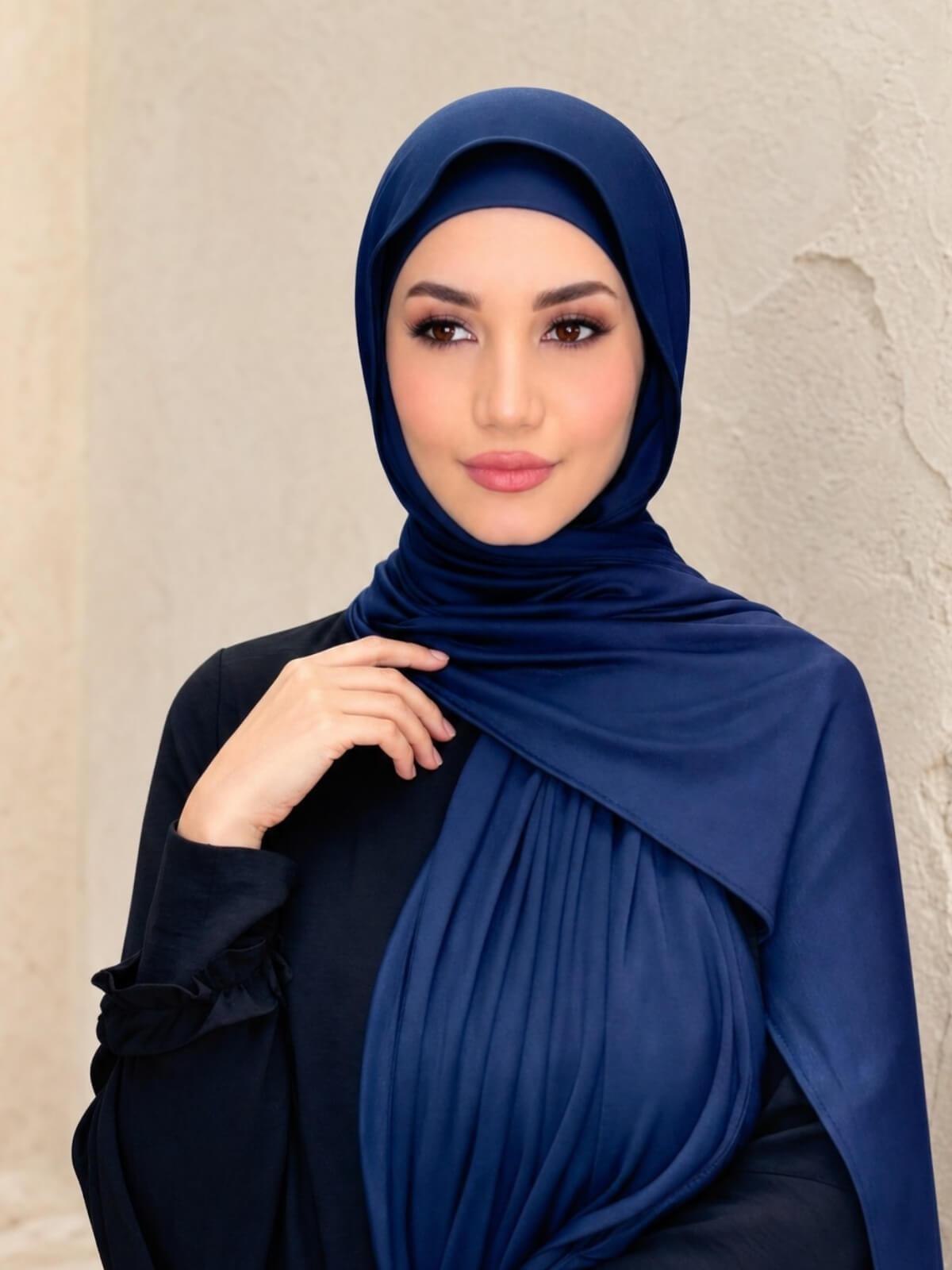 Premium Jersey Hijab-Navy