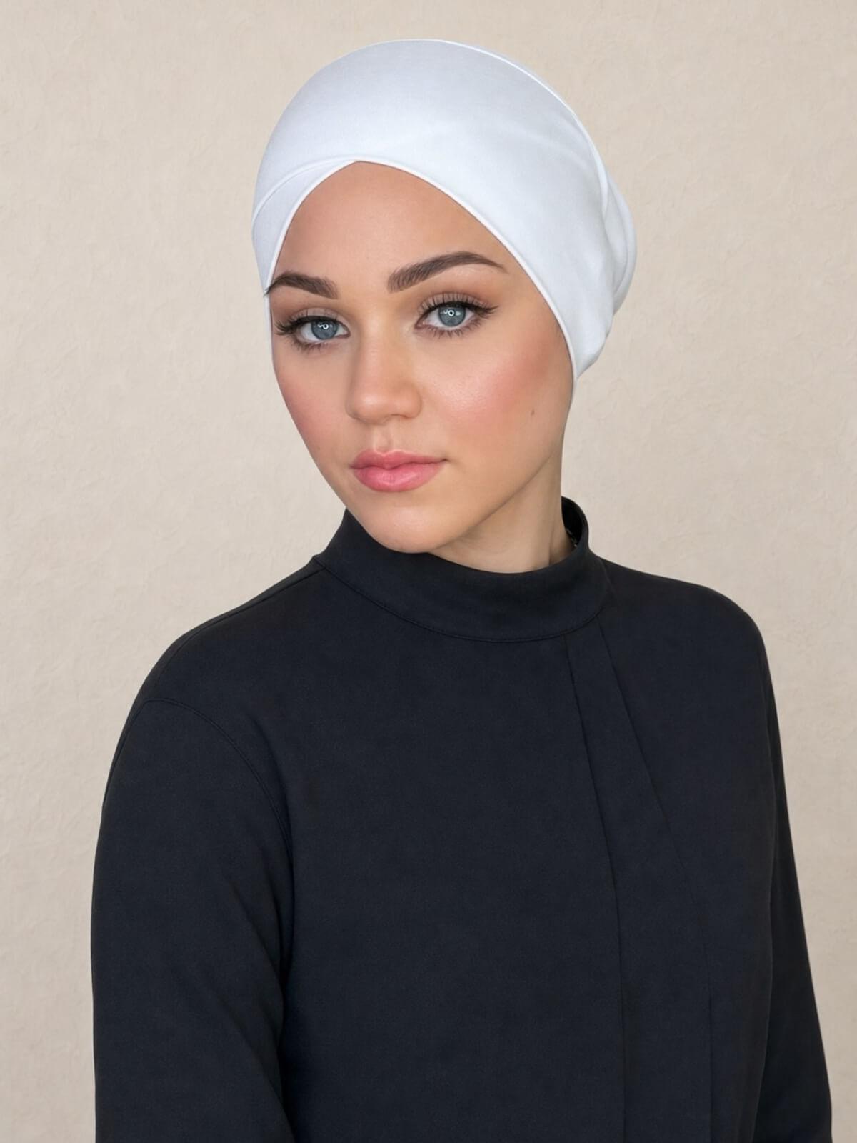 Premium Jersey cross front underscarf-White