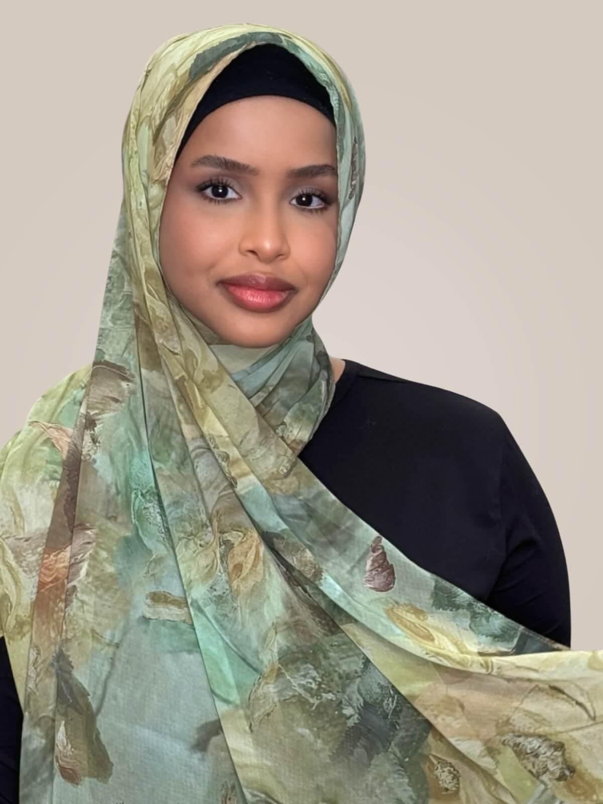 Printed Chiffon Hijab-Willow Drift