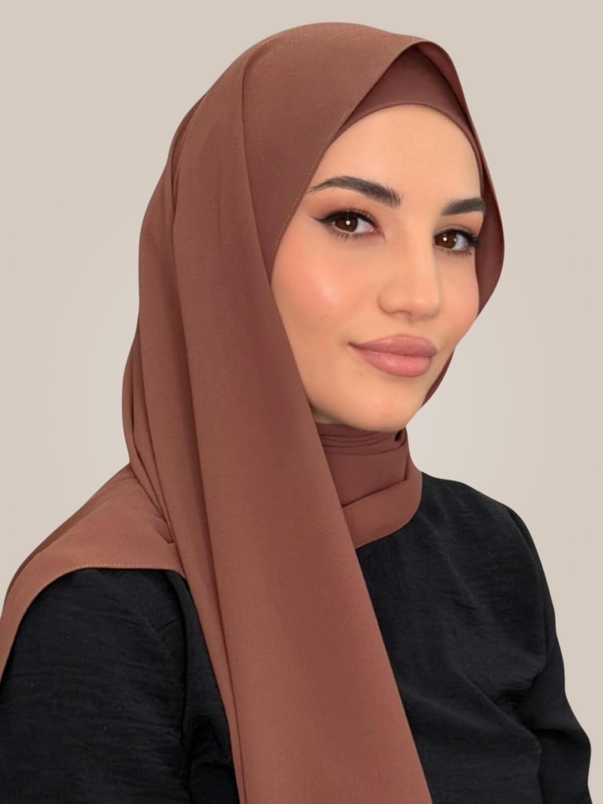 Matching Chiffon Hijab Set-Burnt Redwood