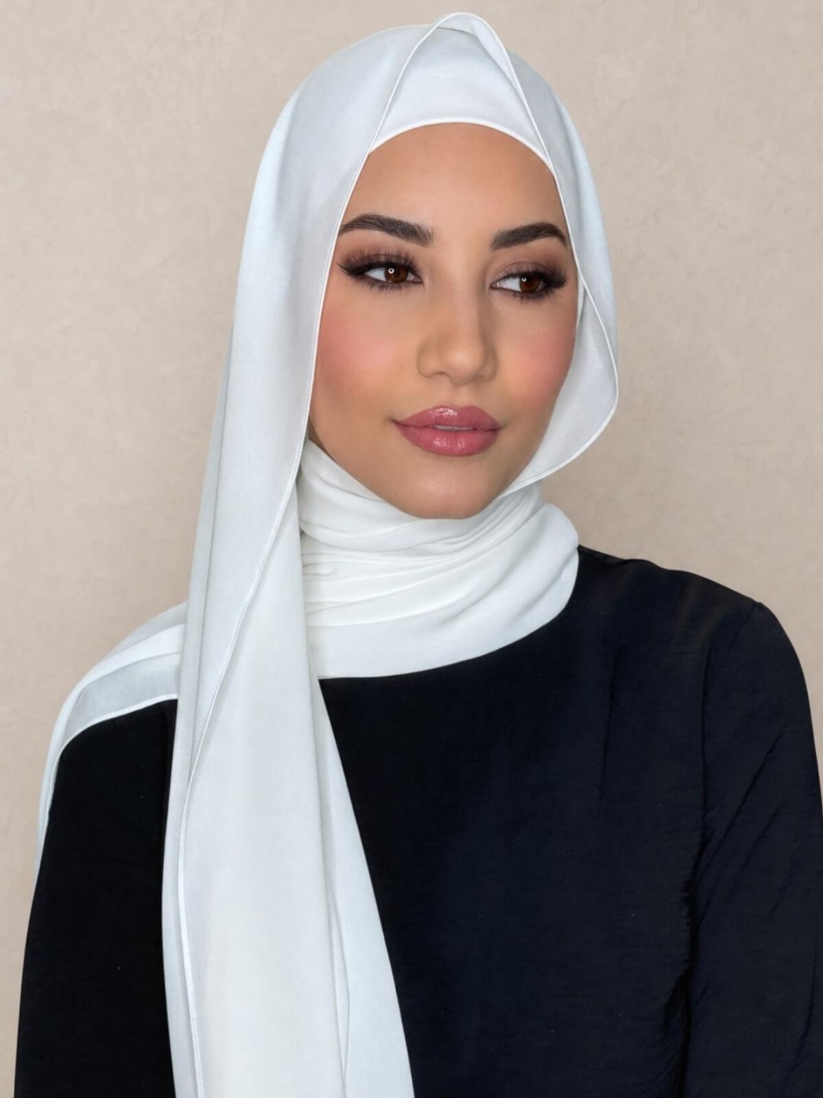 Matching Chiffon Hijab Set-White
