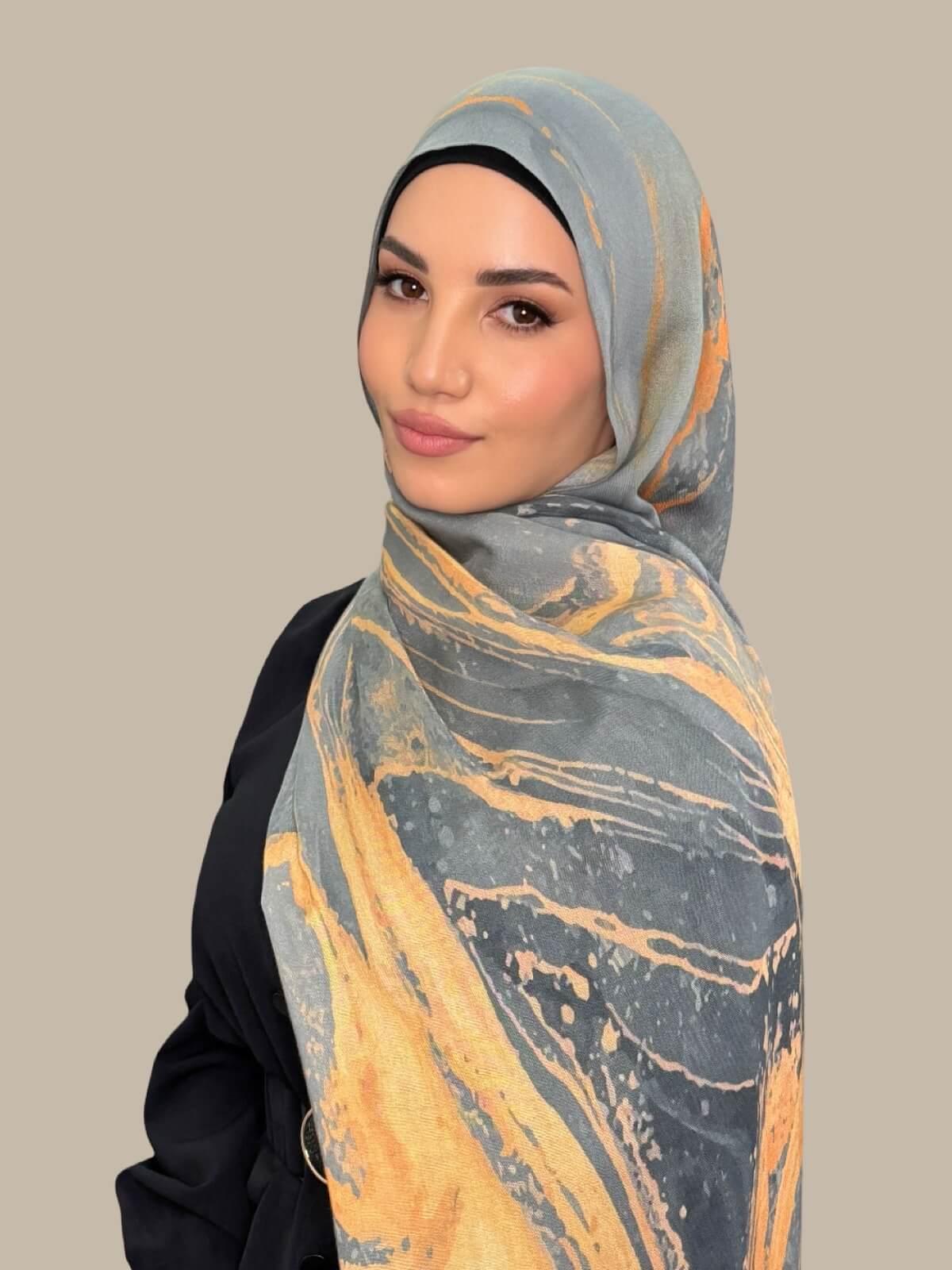 Print Modal Hijab-Vienna Grey