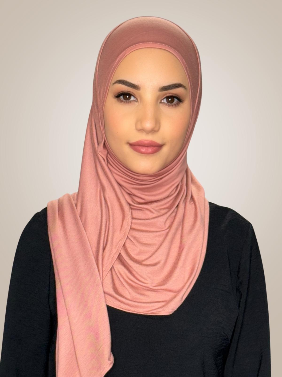 Pre-Sewn Jersey Hijab-Wood Rose