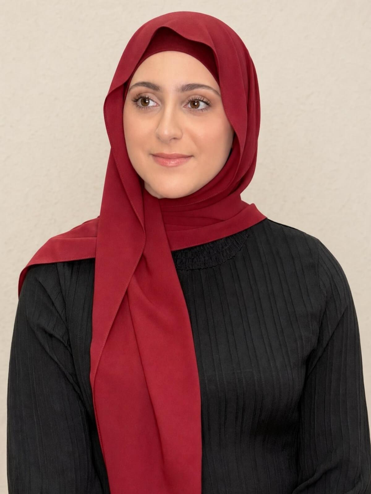 Modish Girl Matching Chiffon Hijab Set-Mahogany